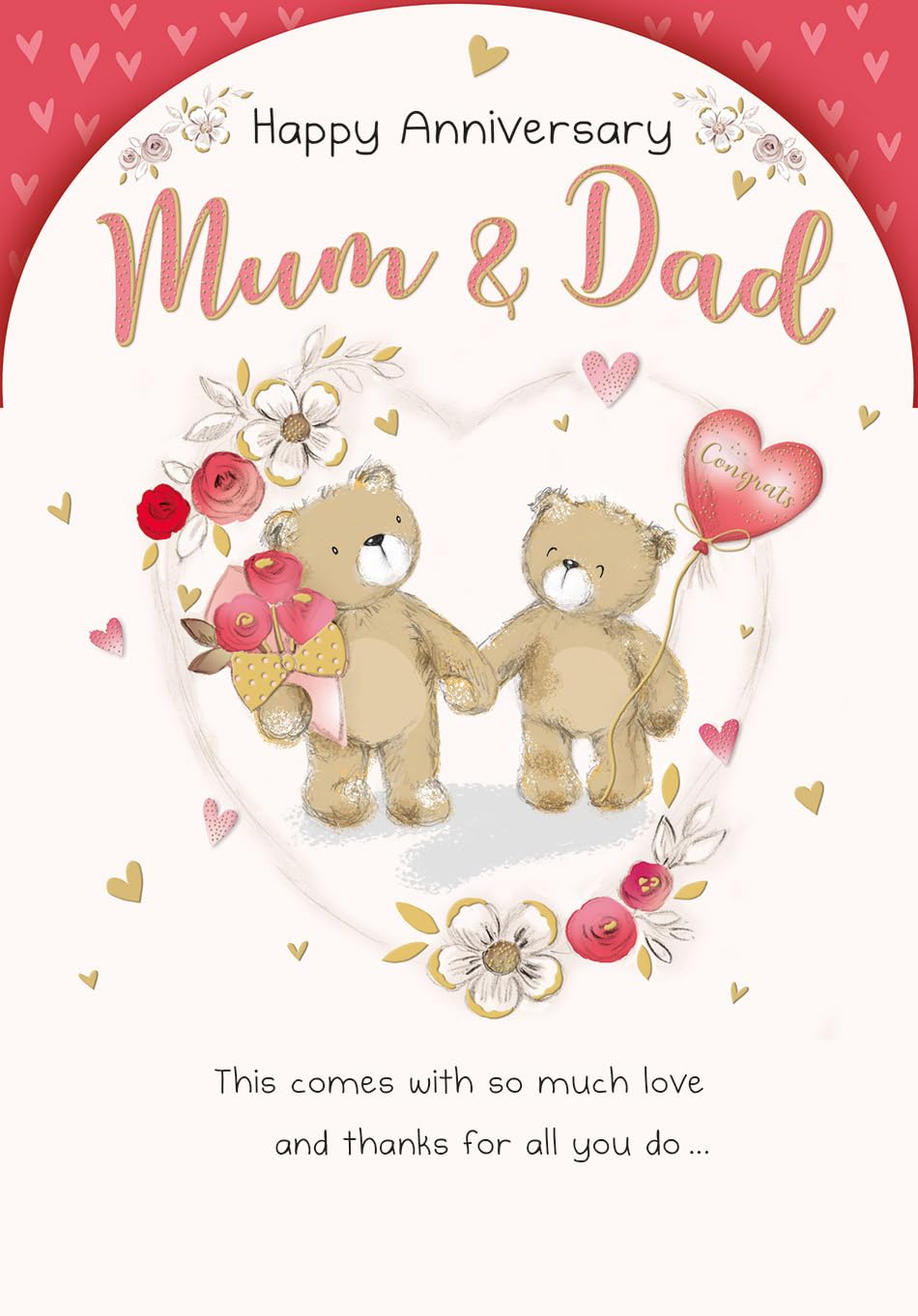 Anniversary Card, Happy Anniversary Mum& Dad - 9 x 6 inches - Regal Publishing