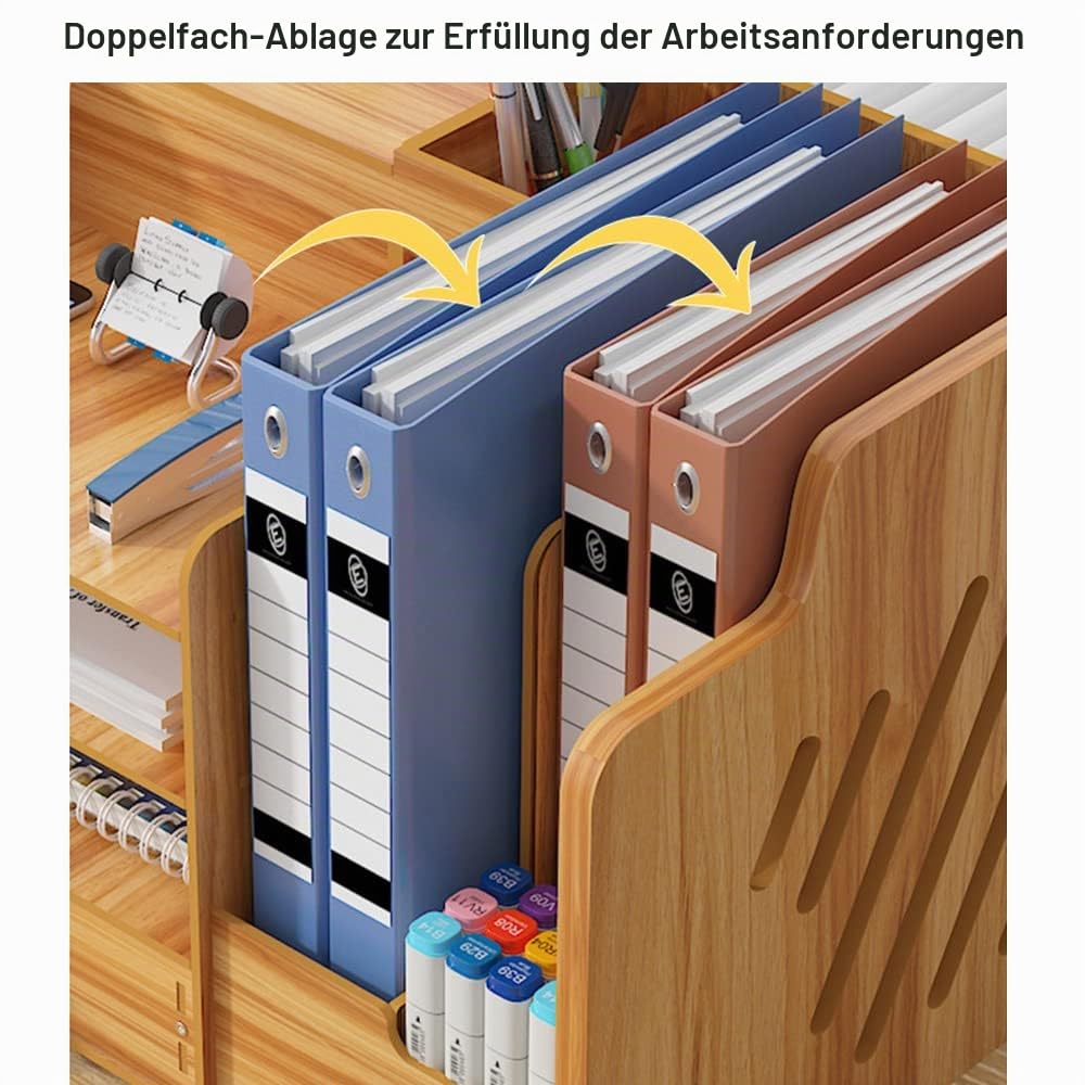 NUODWELL Schreibtisch-Organizer aus Holz, Schreibtisch-Datei-Organizer
