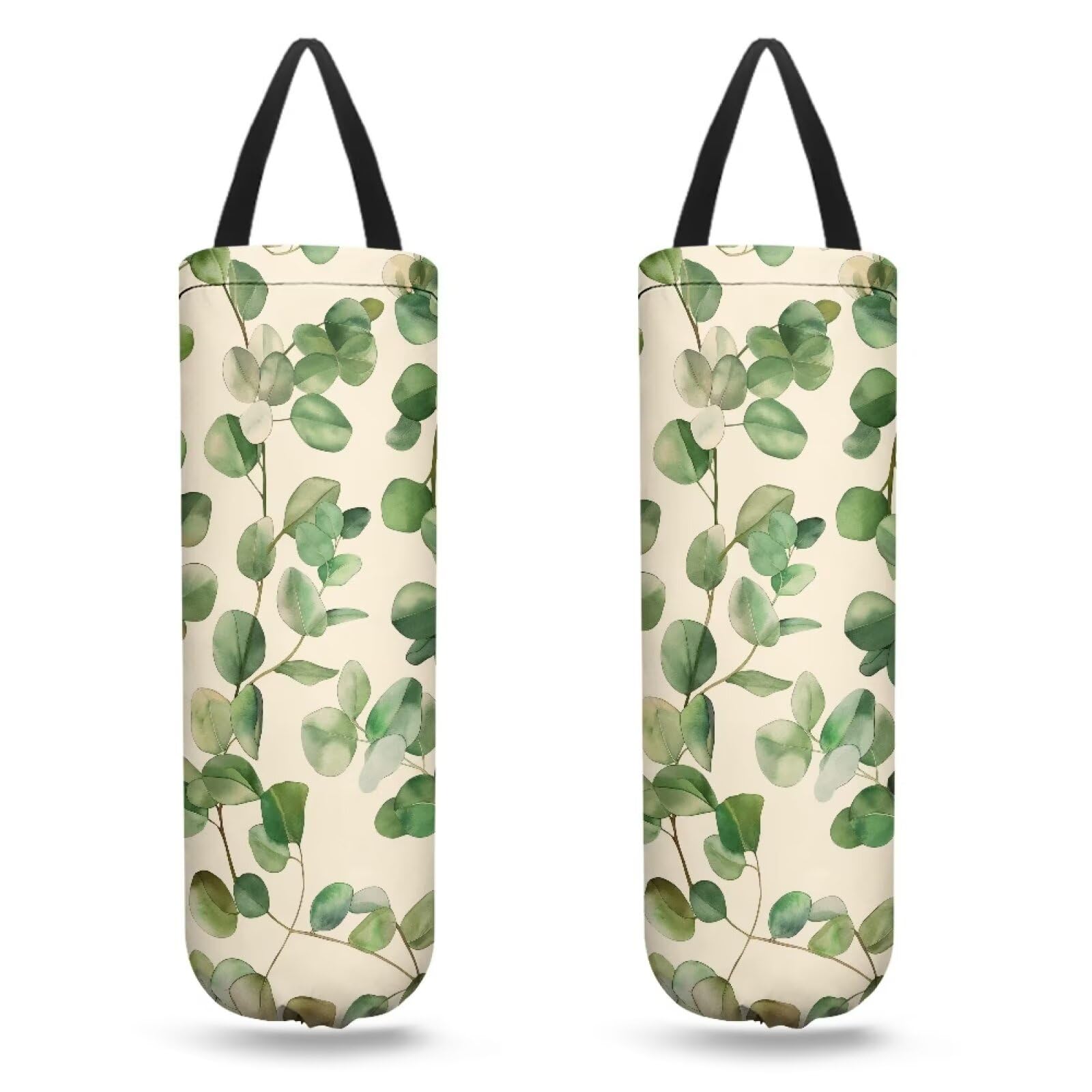Fuojuvelie Green Leaves Plastic Bag Holder Easy Wall Mount Grocery Plastic Bag Holder and Dispenser Medium for Home Kitchen Pantry Decor 2 pcs