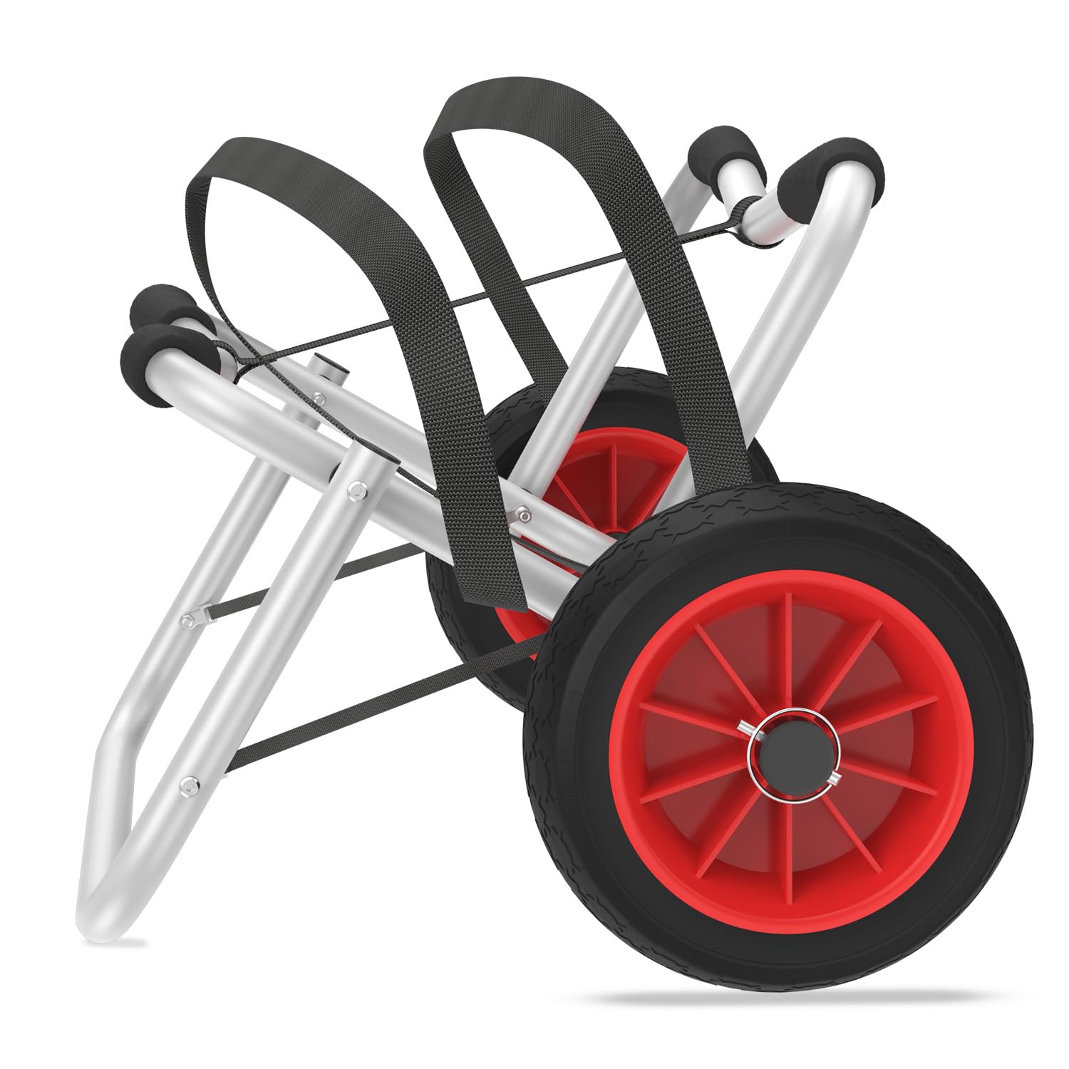 LZQ Chariot de transport pliable en aluminium, chariot à kayak avec sangles de 3 m pour canoë kayak et bateau pneumatique, capacité de charge jusqu'à 100 kg