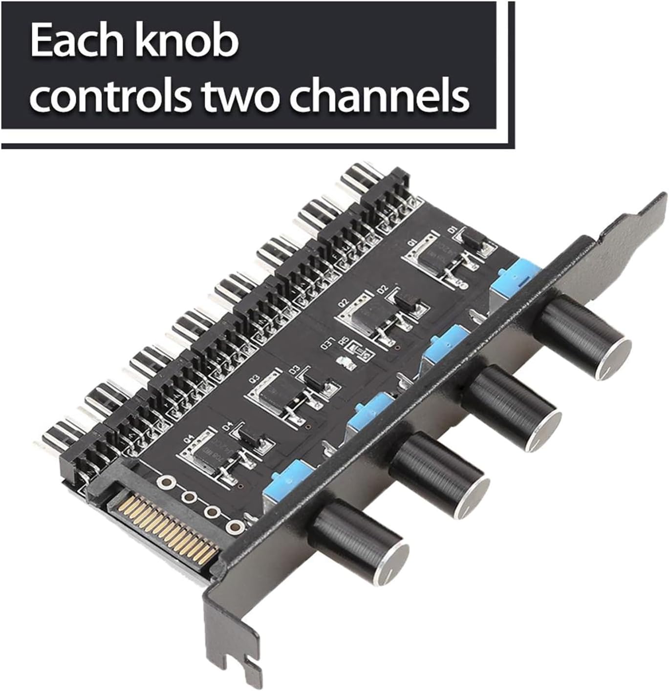 12V Computer Case Fan Hub Regulator 8 Way 4 Knob SATA/4 Pin Fan Speed ​​Controller Fan Control Computer Case Cooling Fan Hub(Color:4pin Speed Control)