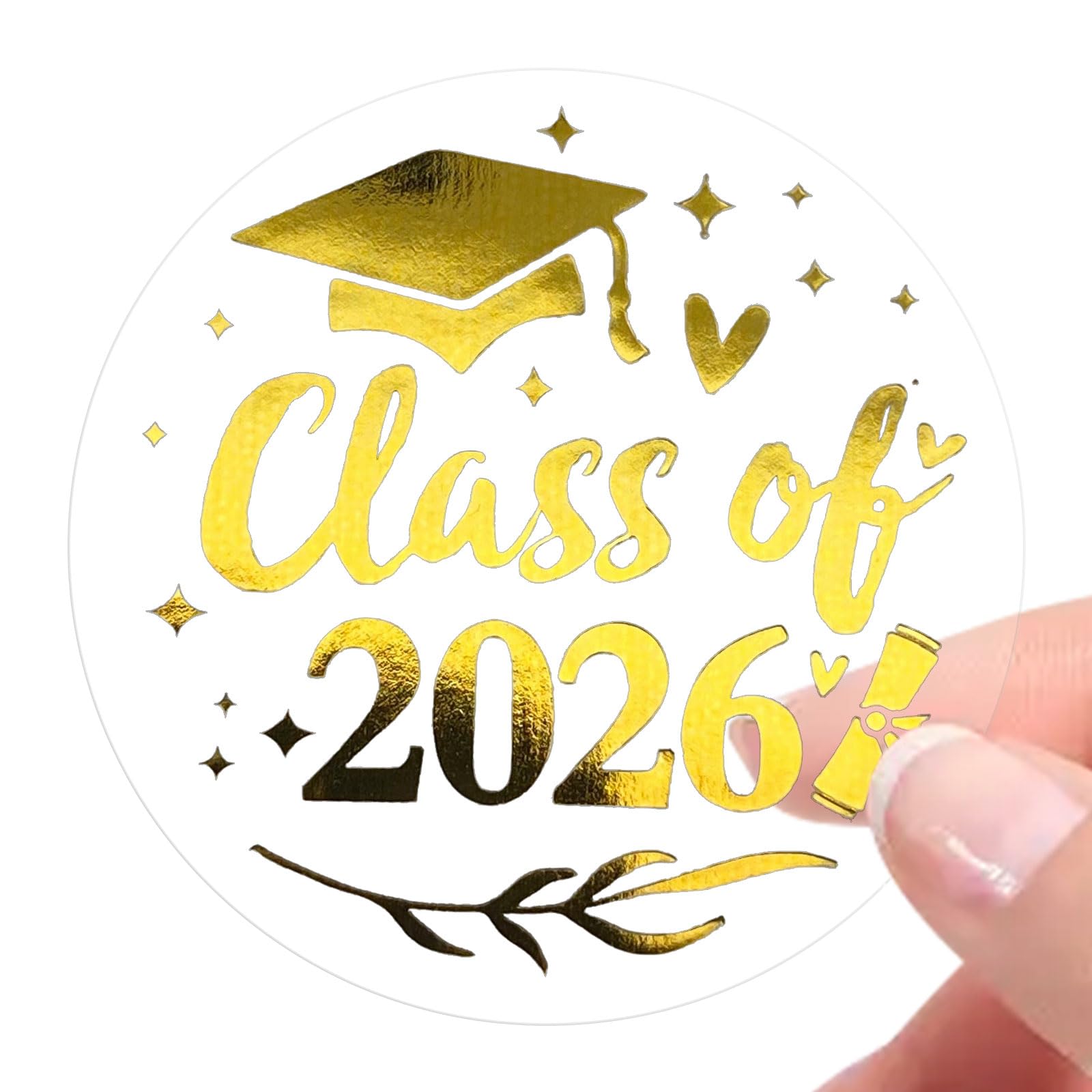 Photo 1 of 100 x Class of 2026 Foil Stickers, Graduation Envelope Seals, Real Foil Clear Stickers for Graduation Party, Congratulations Congrats Tag Labels, 1.6 inch (Gold)