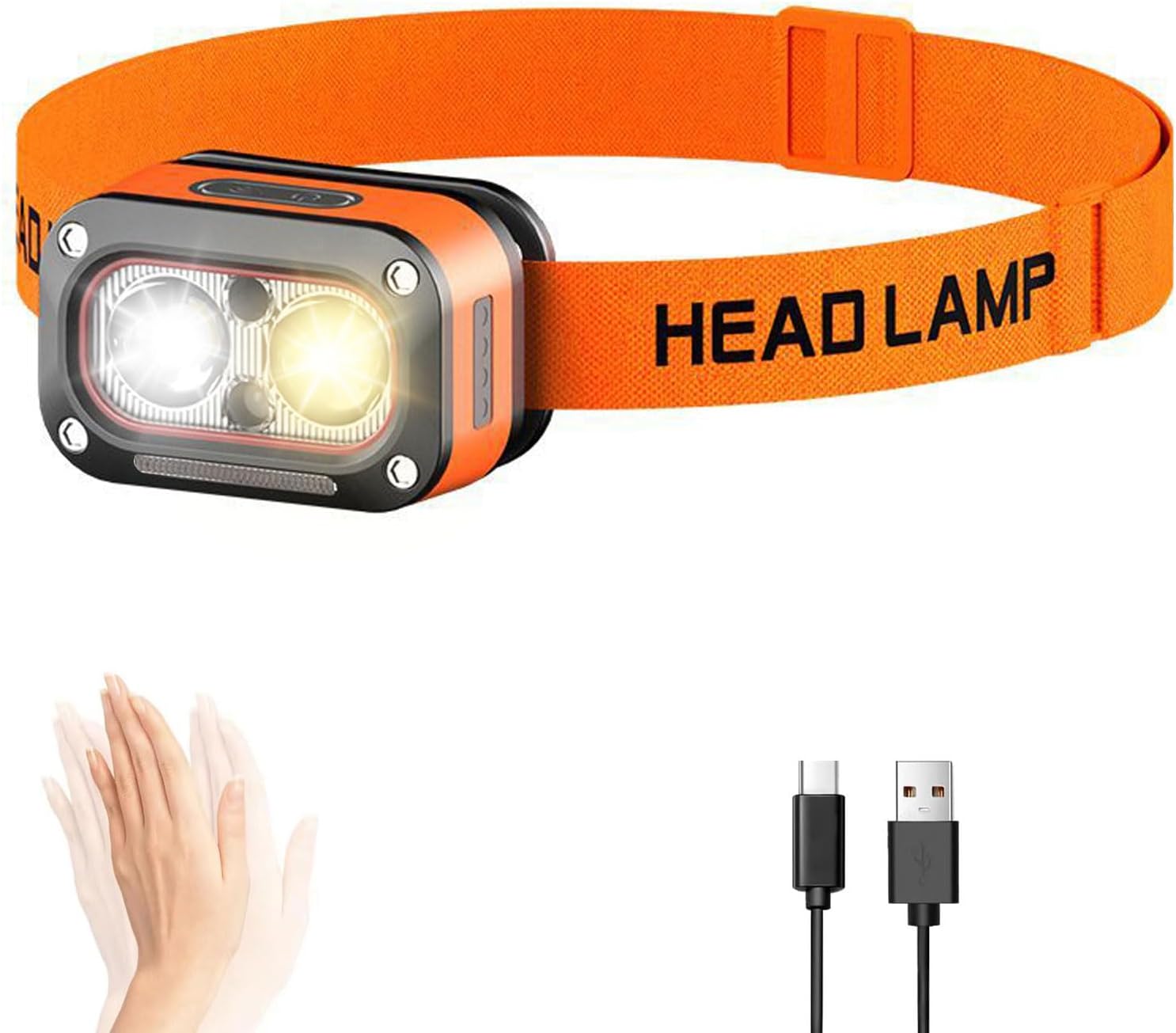 Headlamp Rechargeable, Lightweight LED Head Lamp, Motion Sensor Head Flashlight, Super Bright Waterproof Head Light for Camping, Running, Hiking, Fishing, Reading, Working Headlamp Rechargeable, Lightweight LED Head Lamp, Motion Sensor Head Flashlight, Super Bright Waterproof Head Light for Camping, Running, Hiking, Fishing, Reading, Working