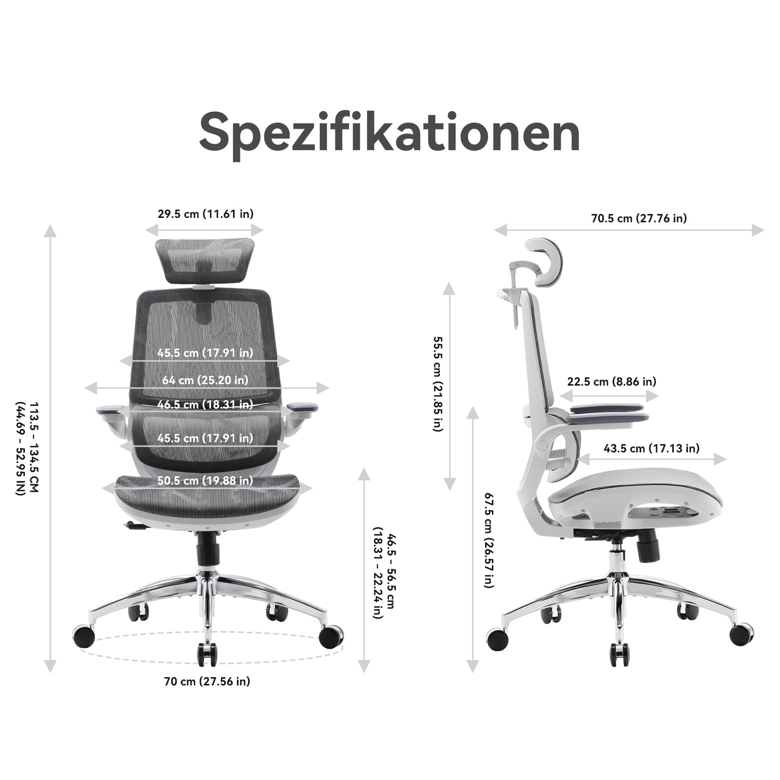 SIHOO M59AS Ergonomischer Bürostuhl mit 3D-koordinierbaren, hochklappbaren Armlehnen, Doppelsitzlehnen-Design und adaptiver Lendenwirbelstütze, Mesh-Schreibtischstuhl für das Homeoffice (Weiß) | 3D Flip-Up Armlehnen, adaptive Lendenwirbelstütze, verstärkt