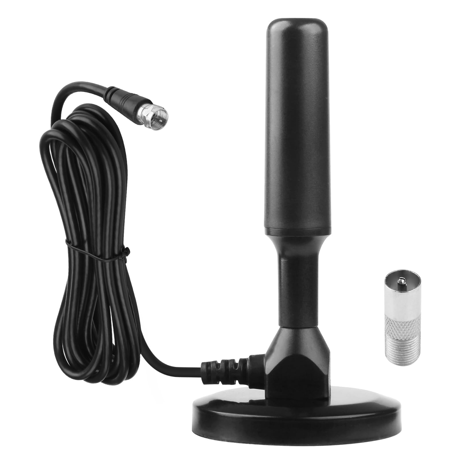 Antenne TV Intérieur Puissante TNT HD DVB-T/DVB-T2 Base Magnétique 3M Câble Coaxial Réception 360° 1080P 4K