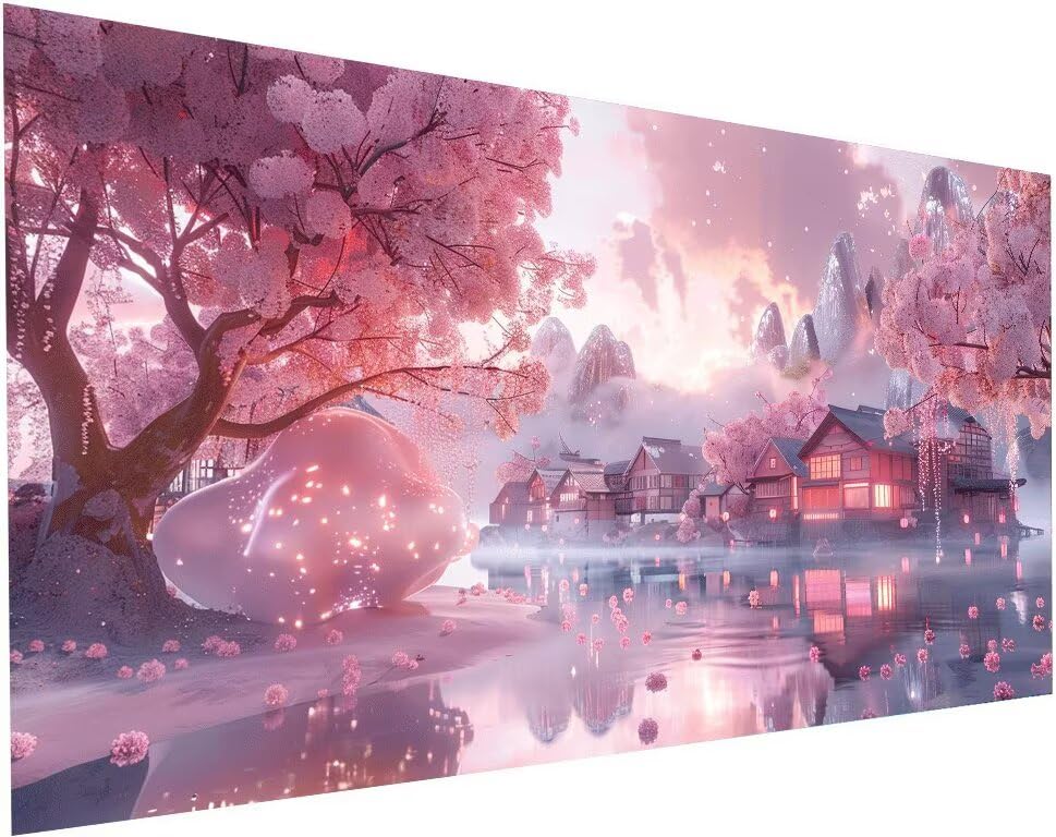 Peinture diamant lac et arbre pour créer votre propre décoration murale salon