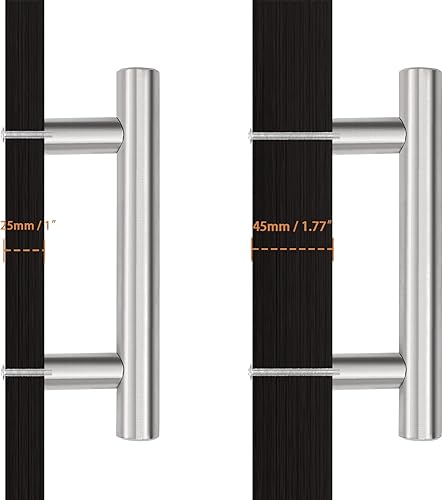 Miniatura 5 de Probrico Paquete de 25 manijas de gabinete de cocina de 2.5 pulgadas, tiradores de gabinete de níquel cepillado, tiradores de tocador de barra en T,