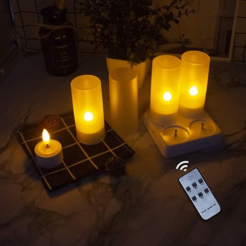 EuroFone Luz LED sin llama, 4 velas LED sin llama con control remoto, llama intermitente realista, ideal para fiestas, bodas, cumpleaños, vacaciones