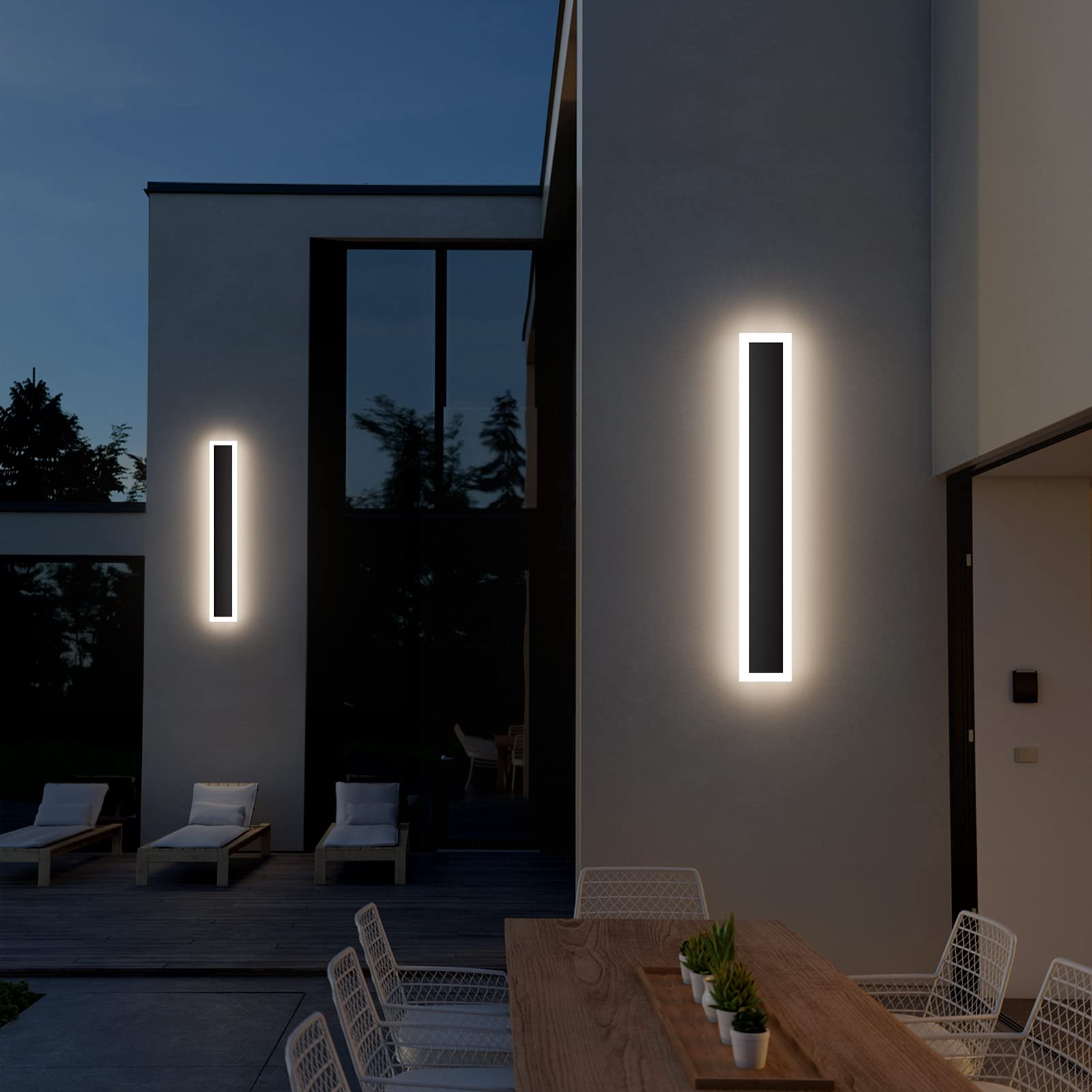 Klighten Applique Esterno LED 60CM/20W Bianco Naturale 4500K, Nero