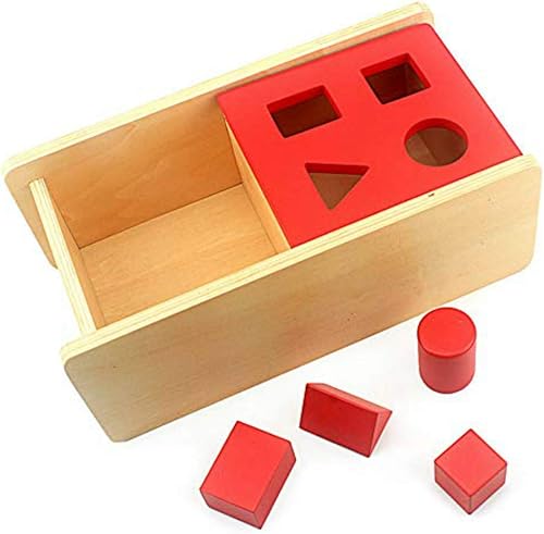 DANNI Montessori Baby Imbucare - Caja con tapa abatible, 4 formas, aprendizaje de madera, educativo, preescolar, entrenamiento para niños, juguete