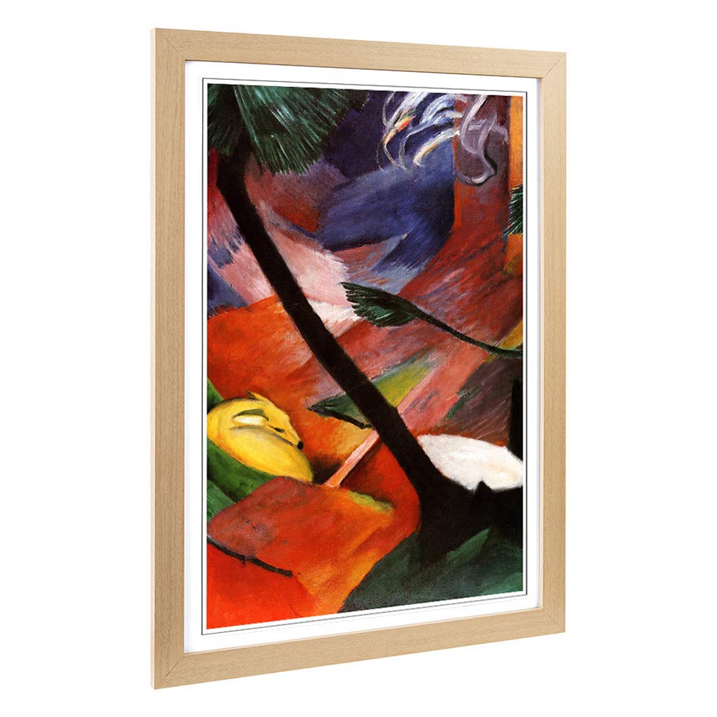 Big Box Art Framed Print of Franz Marc Sleeping Deer in The Forest Design | Wall Art Picture | Home Decor for Kitchen, Living Room, Bedroom, Hallway, Oak, A2 / 24.5x18 Inch / 62x45cm