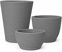 Kit 3 Vasos Polietileno Para Plantas Decorativo / 3 Vasos (Cinza Chumbo)