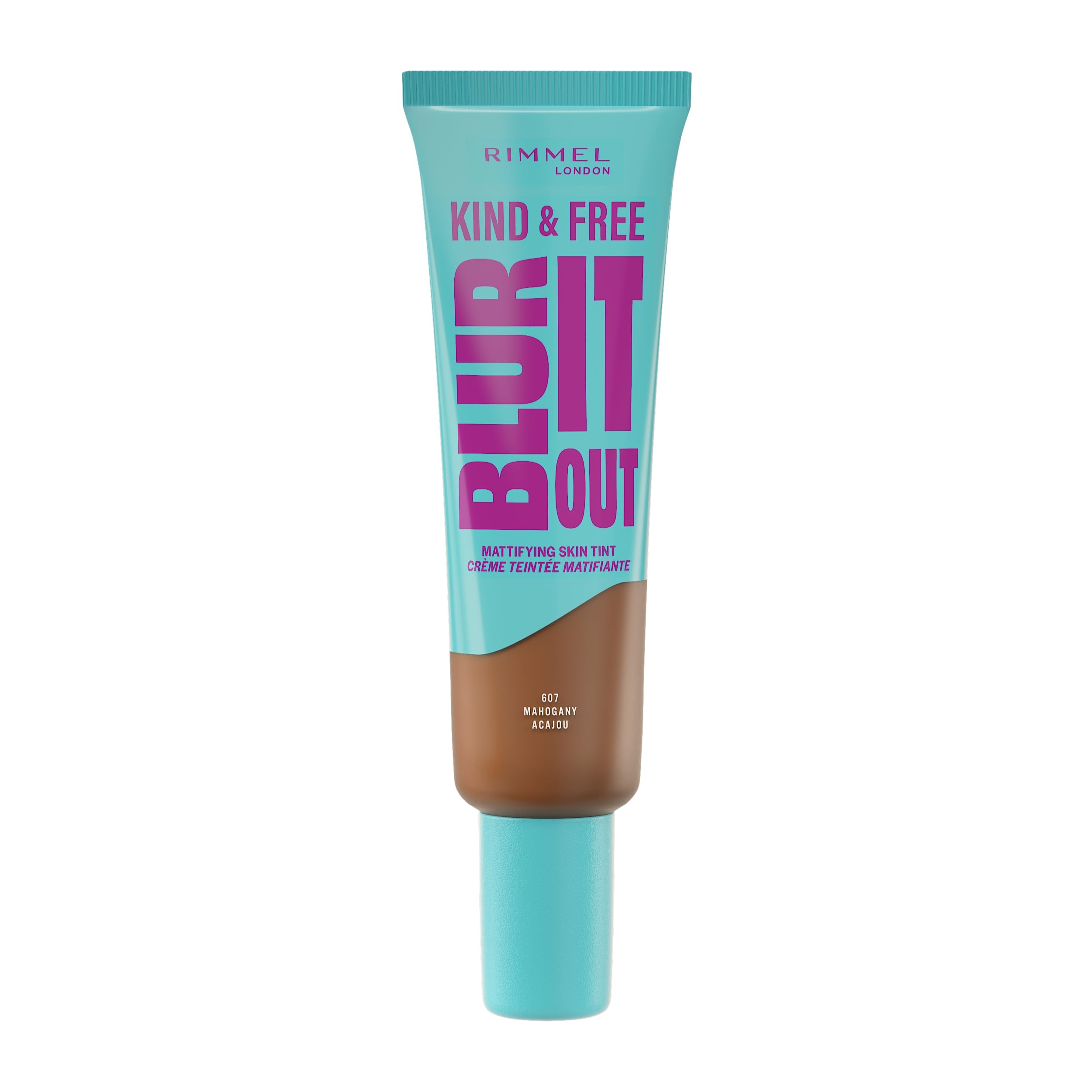 Rimmel Kind & Free, Blur It Out Mattifying Skin Tint, 607 Mahogany, Lightweight Matte Finish, Minimises Pores