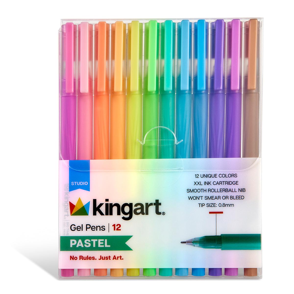KINGARTPastel & Opaque Gel Pens, Scrapbook, Journals, or Drawing, Colored Ink, Medium Line, Set of 12 Unique Shades