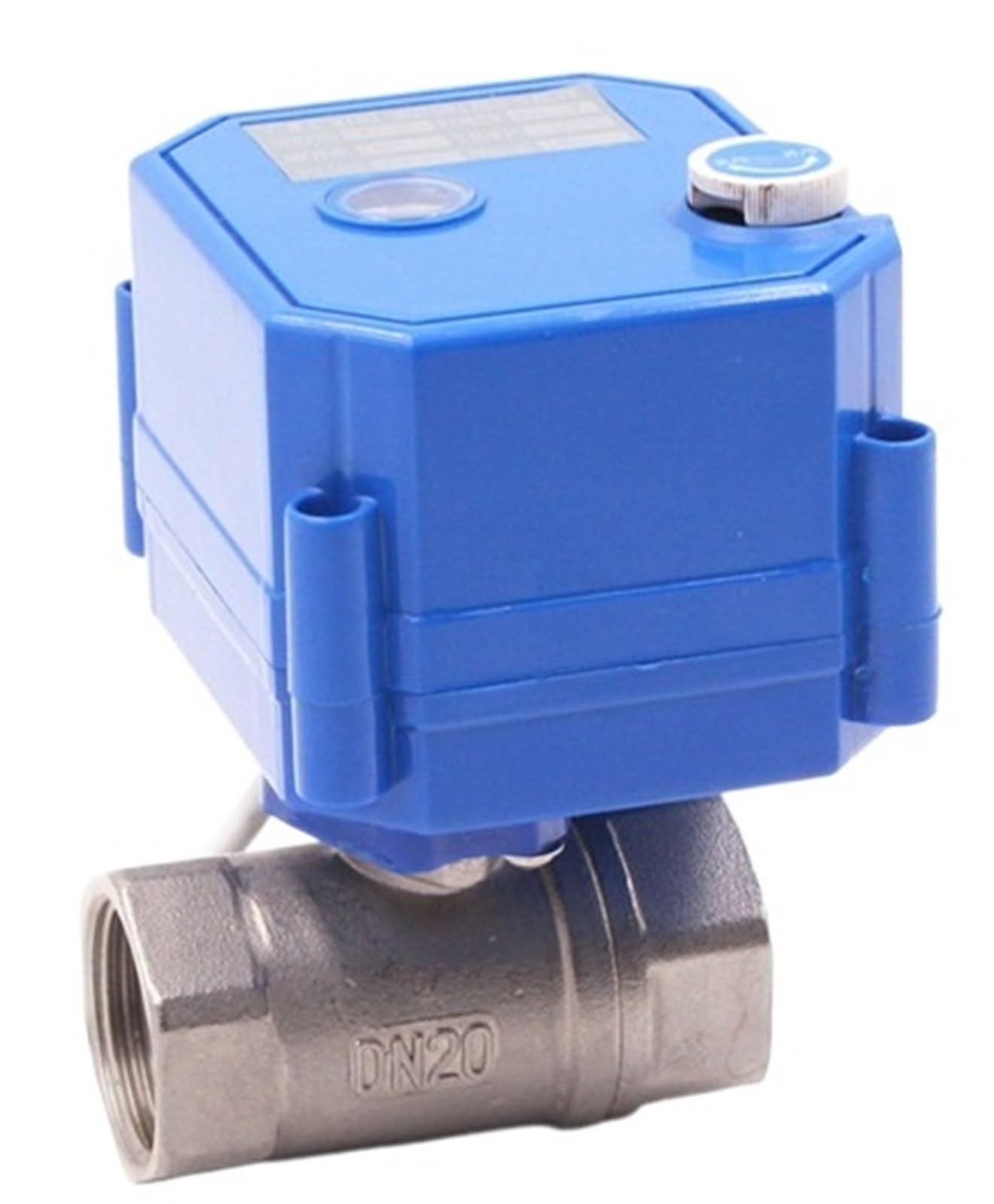 Vanne motorisée DN20 24V en inox avec commande manuelle pour réguler l'eau
