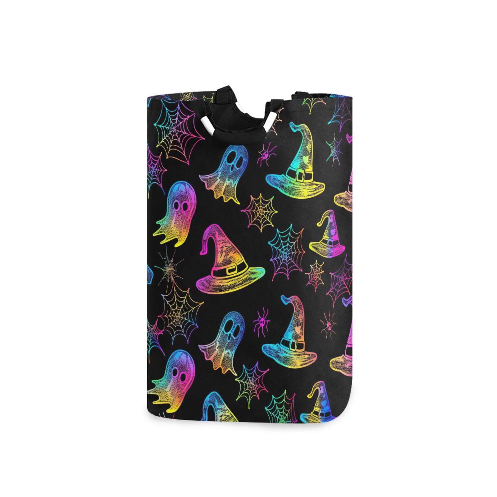 Jihqo Laundry Hamper Basket Halloween Witch Hats Colorful Collapsible Nursery Storage Bin Waterproof Clothing Baskets for Home Bedroom Bathroom Washing Room