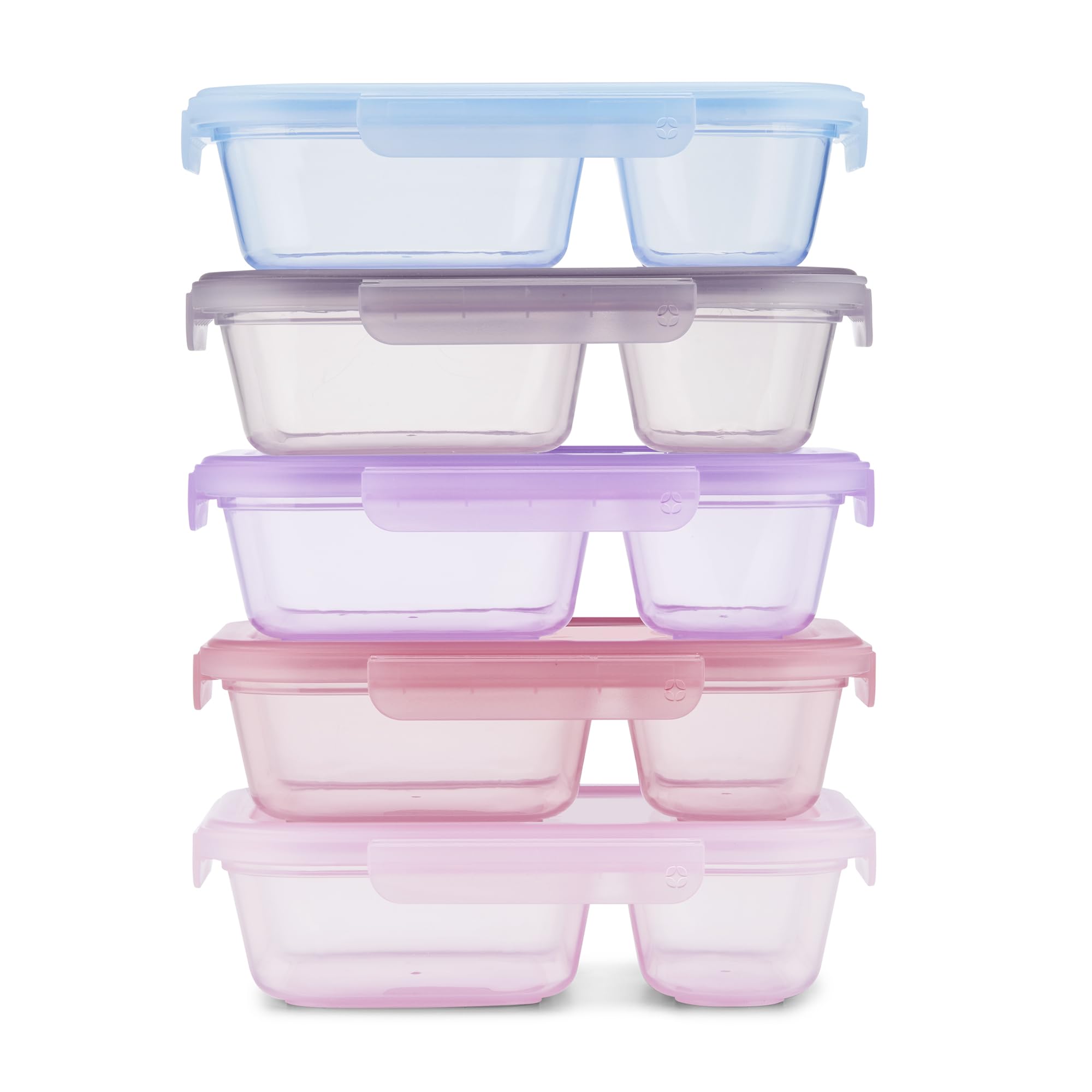 Ello Snap &amp; Nest 3 Cup Divided Plastic Meal Prep Set, 10 Pc, Berry Fields