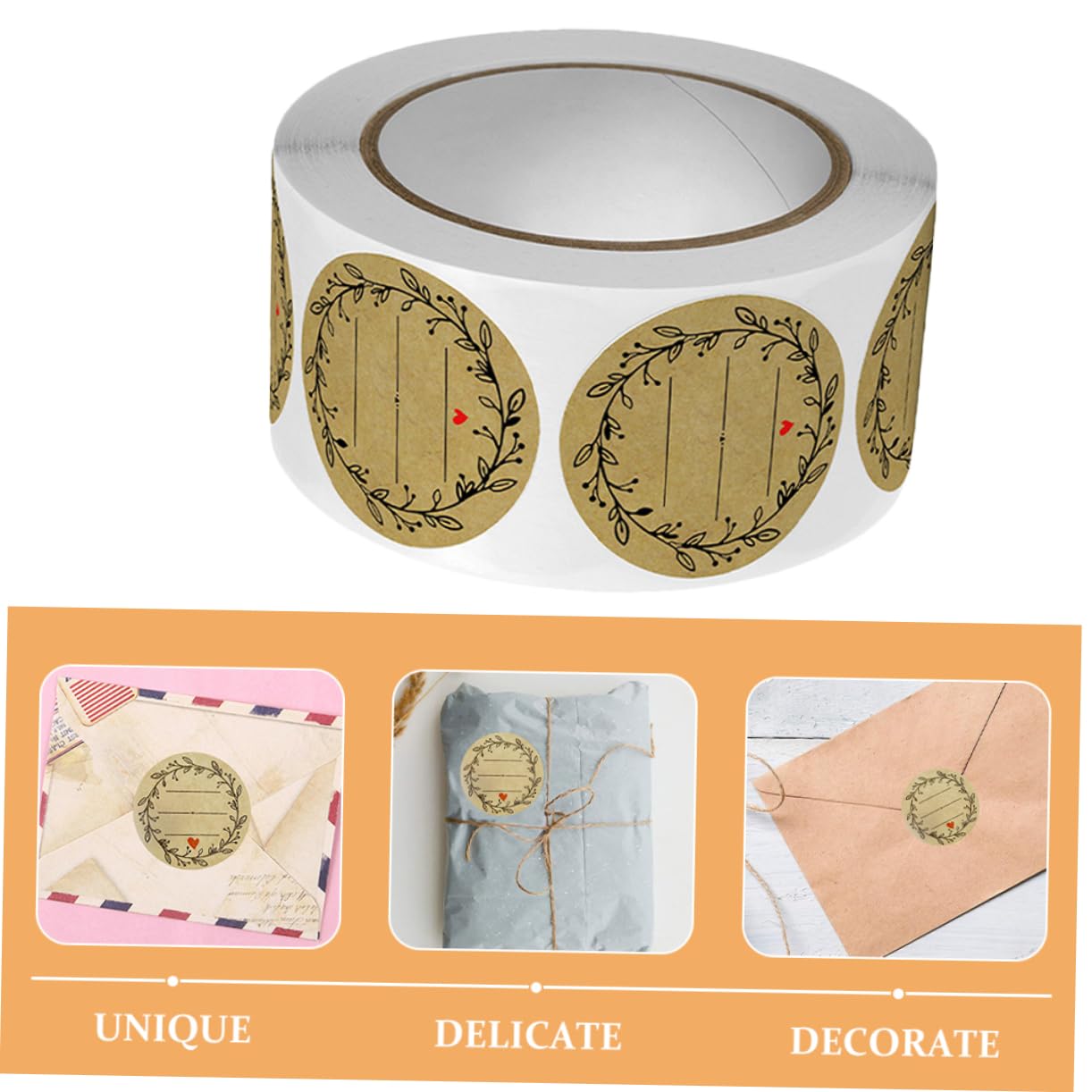 Lot De 5 Autocollants Amovibles Et Mignons Fournitures D'emballage Multi-usages Pour Colis Étiquettes Autocollantes En En Feuille D'or 2 Rouleaux X 5