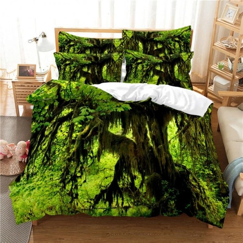 Funda nórdica cama 90 de microfibra verde 155x220 cm con una funda de almohada para dormitorio