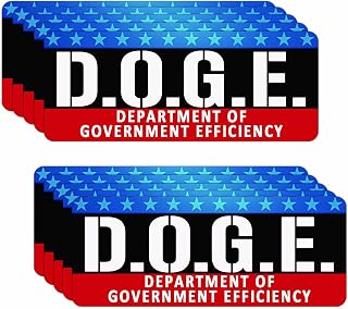 10 Pcs D.O.G.E. Stickers 3×7.5 inch Department of Government Efficiency Stickers Funny Political Label Stickers for Cars, Laptops