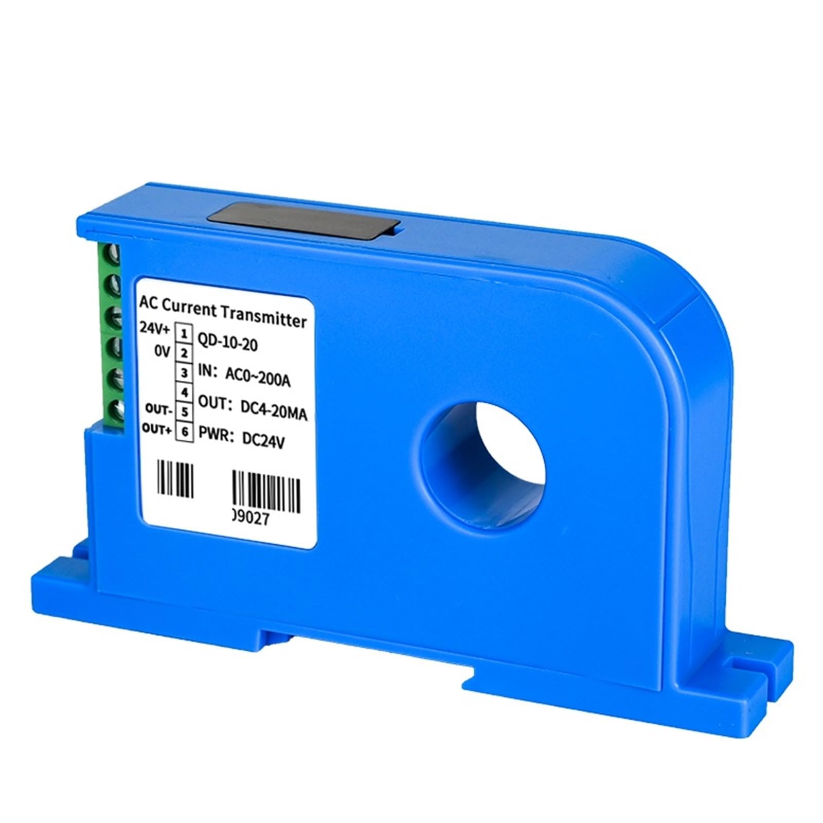 Perforowany czujnik prądu typu Din, RS485 4-20mA 0-10 V amperowy czujnik ampera, przetwornik prądu (otwór 20 mm, AC0-500A_4-20MA OUTPUT_DC24V POWER SUPPLY)