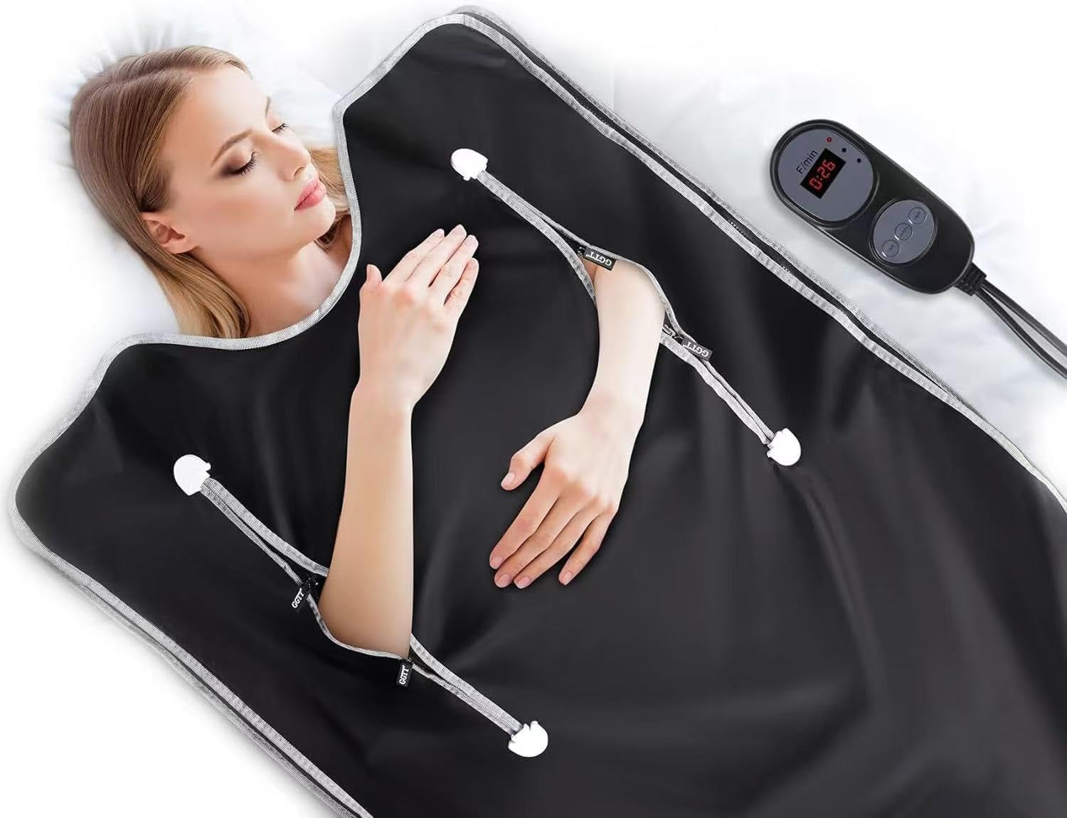 PU Sauna Blanket - Infrared Blanket Sauna with 77–176 °F Temp Range?Pure Black?