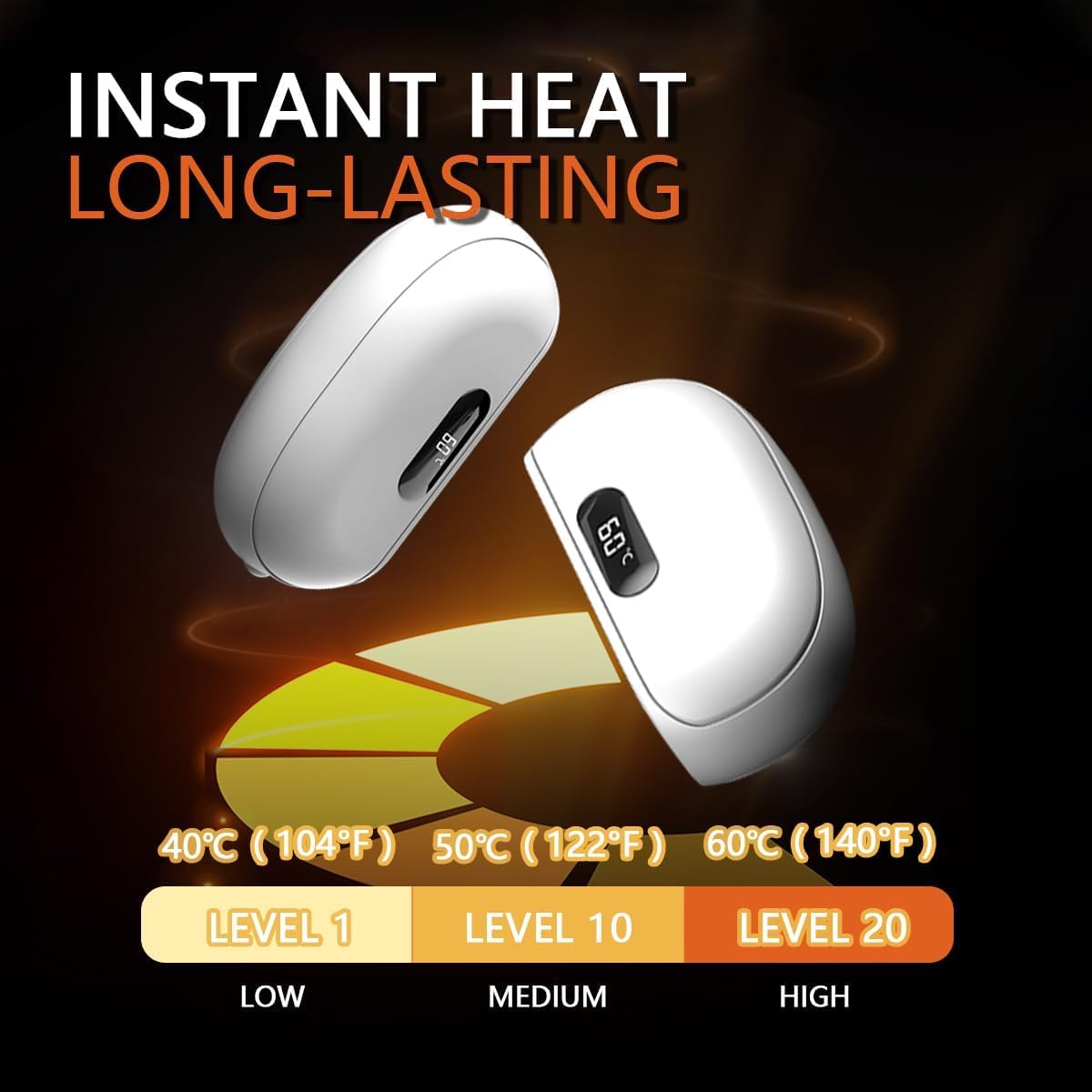 ポータブル磁気ハンドウォーマー 充電式 2 パック 充電ドック付き 急速加熱ポケットヒーター 女性 男性 旅行の必需品 キャンプ ア