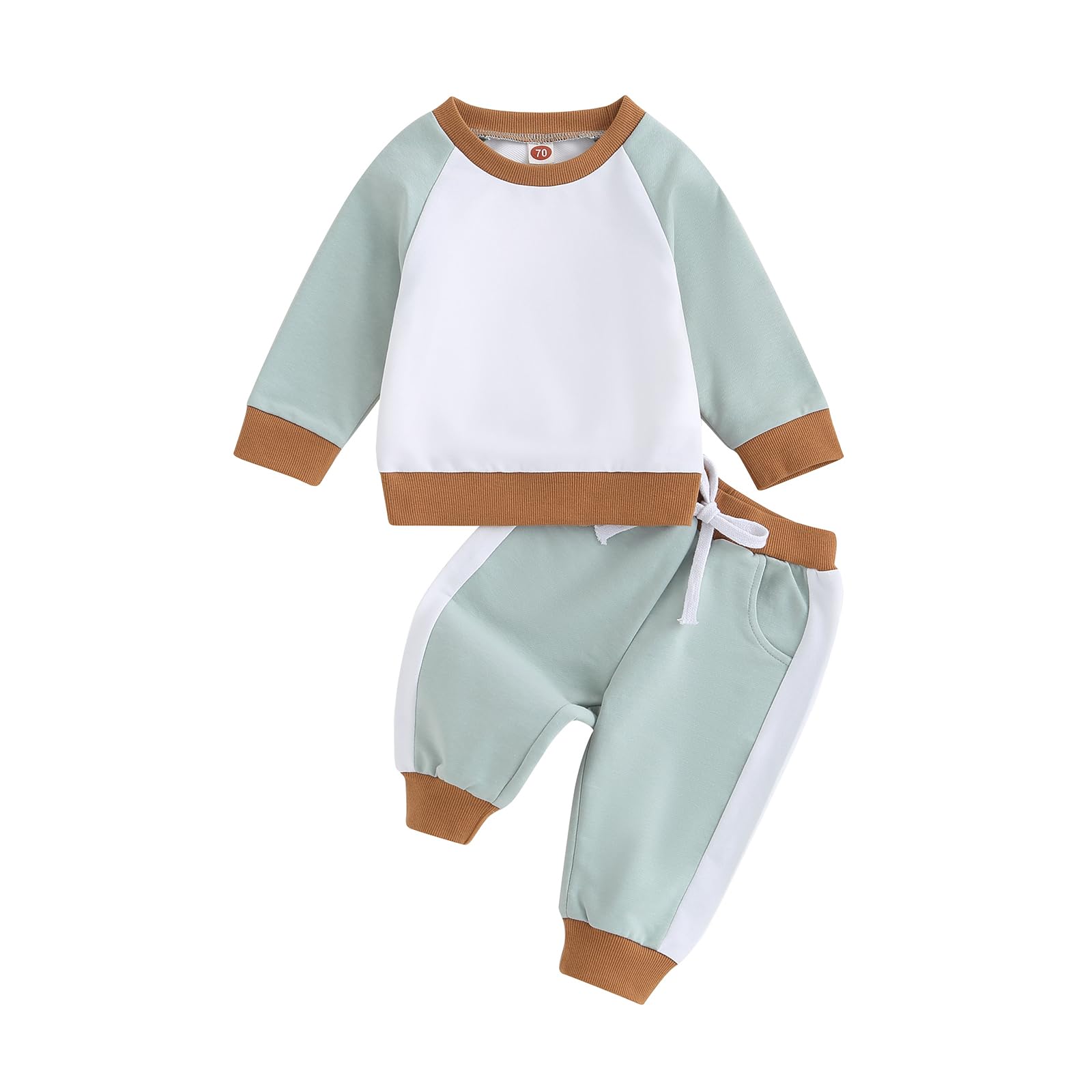 Baby Boy Fall Clothes Casual Patchwork Long Sleeve Sweatshirts and Jogger Pants Toddler Boy Sweatsuit 2PCS Set (A Green, 2-3 Years)