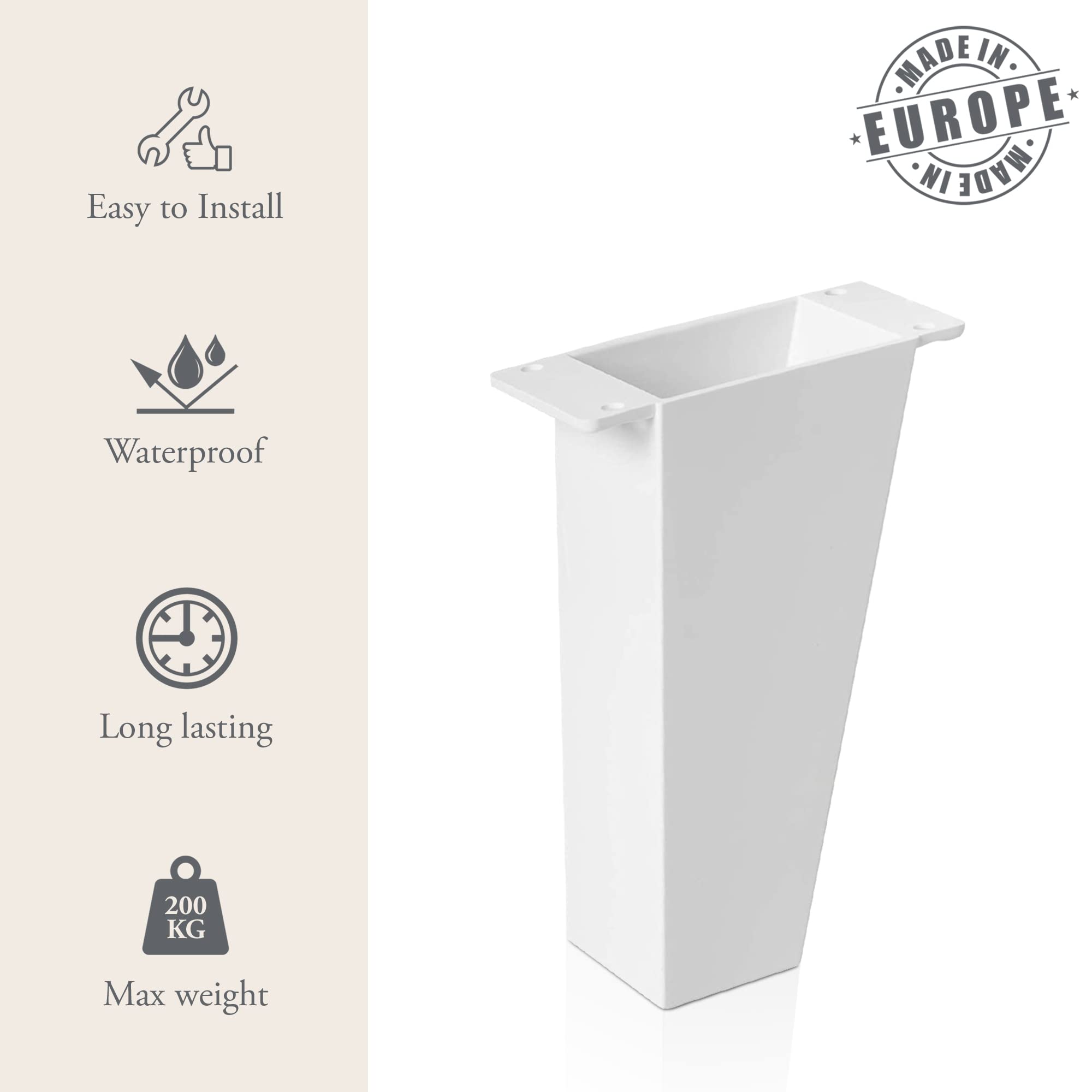 Gambe Per Mobili Kukicu - Set Di 4, Altezza 10 Cm, Nero, Viti Incluse