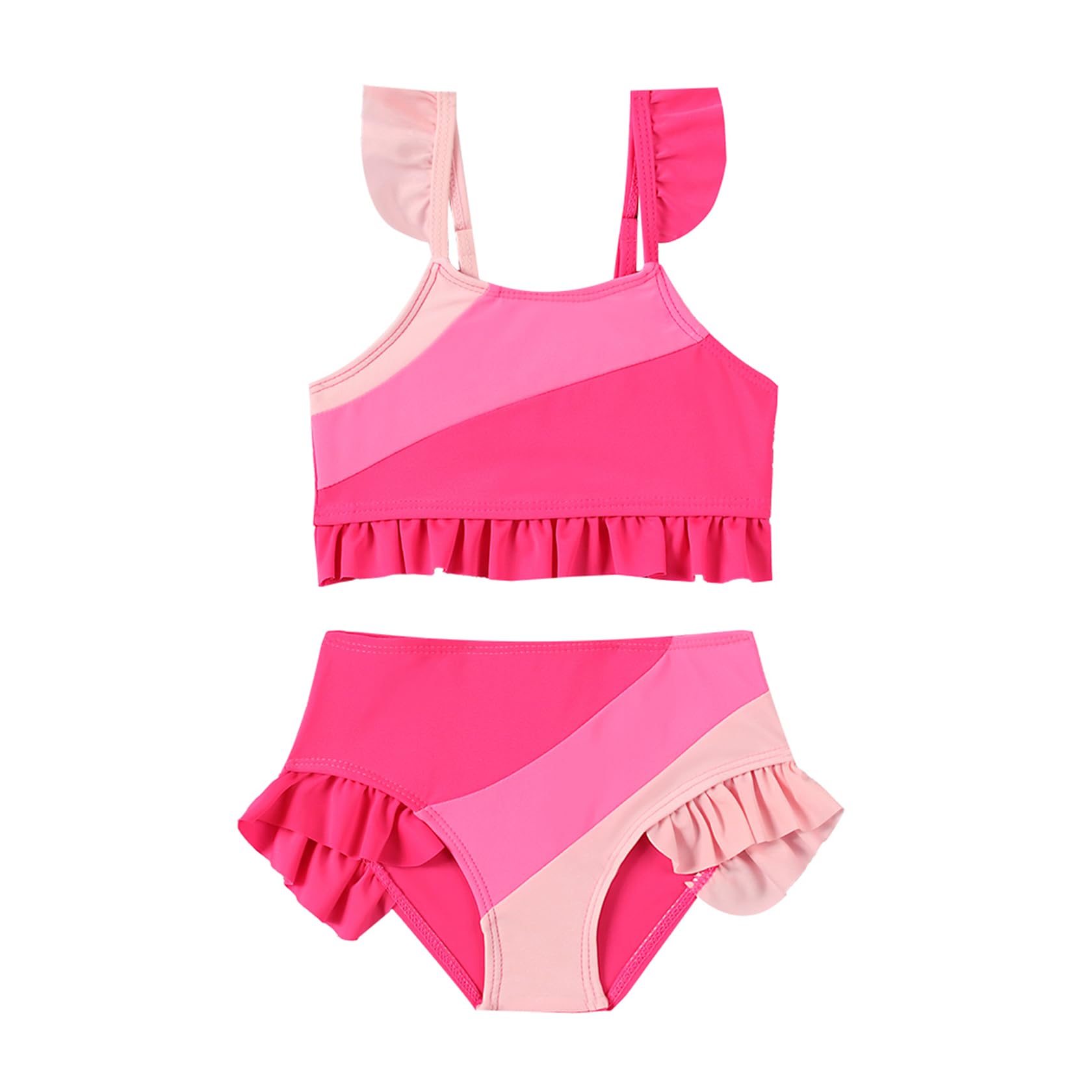 Tinypainter Toddler Girl Swimsuit Color Block Swimwear Girls Beach Bathing Suit Two Pieces Bikini Set Summer 1-6 Years