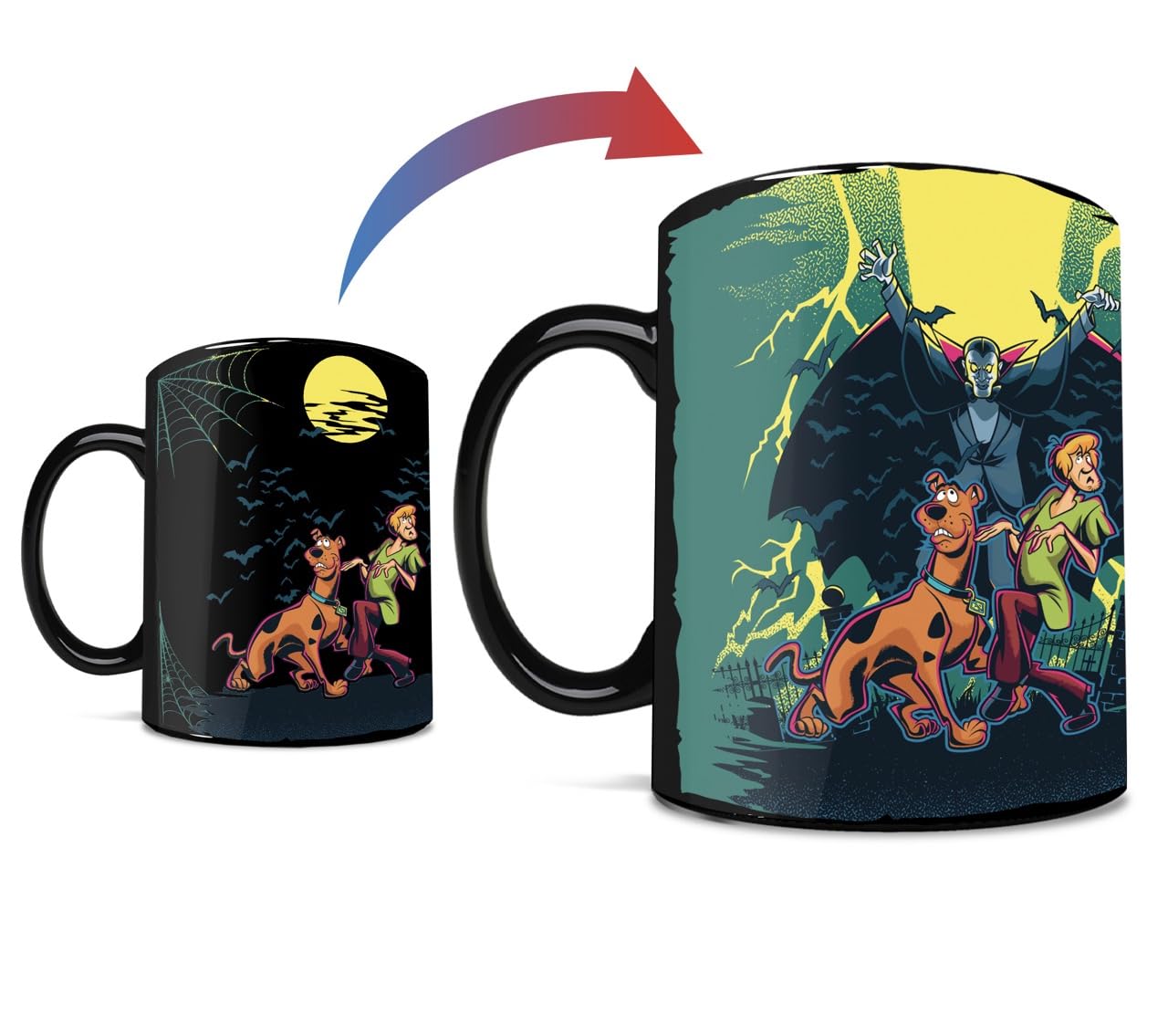 Morphing Mugs Scooby-Doo – Bats & Monsters – One 16 oz Heat Sensitive Clue Mug – Full Image Revealed When HOT Liquid Is Added