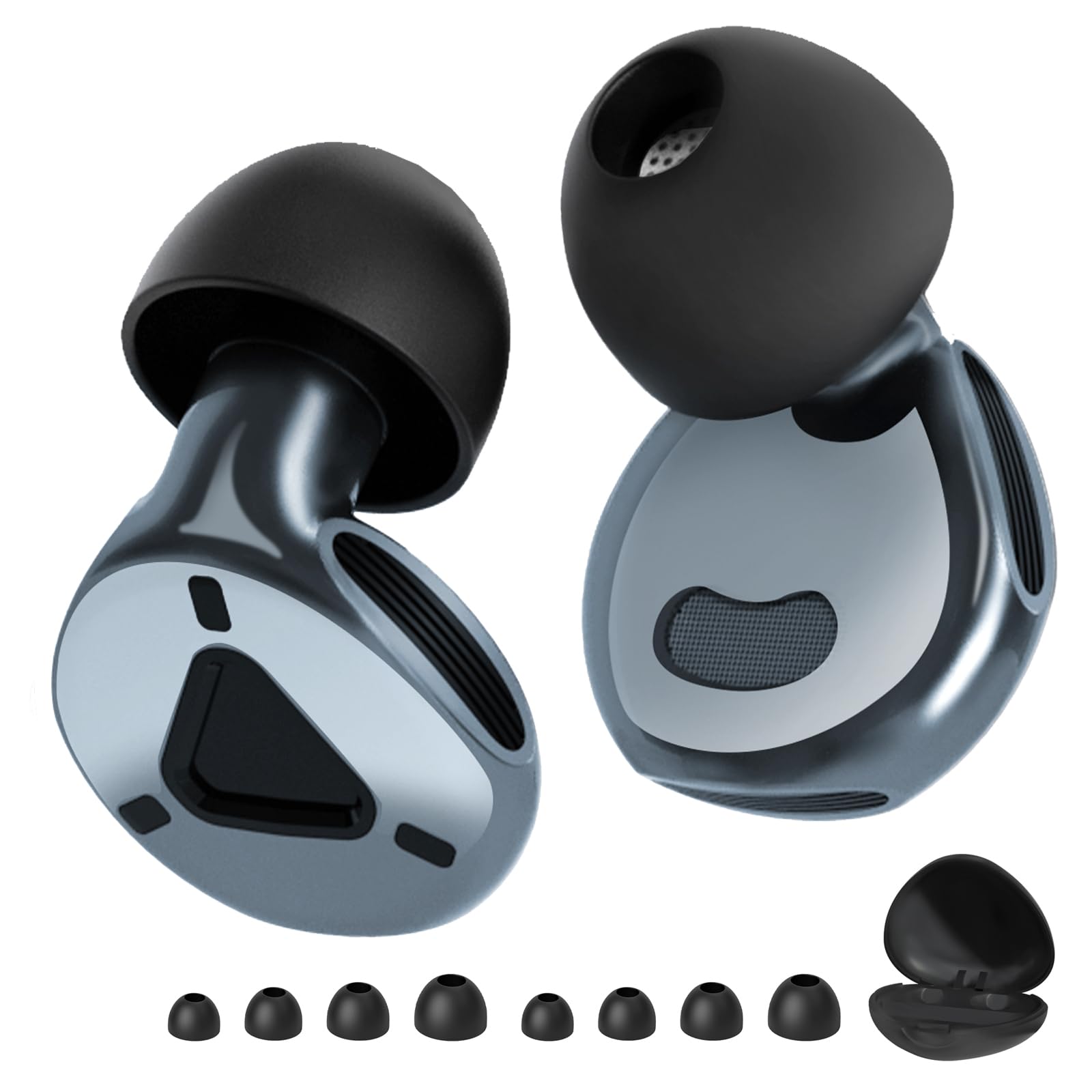 Tapones para los oídos para dormir con cancelación de ruido, 2 juegos de tapones para los oídos ultraligeros reutilizables con 8 almohadillas de silicona para conciertos y viajes, enfoque