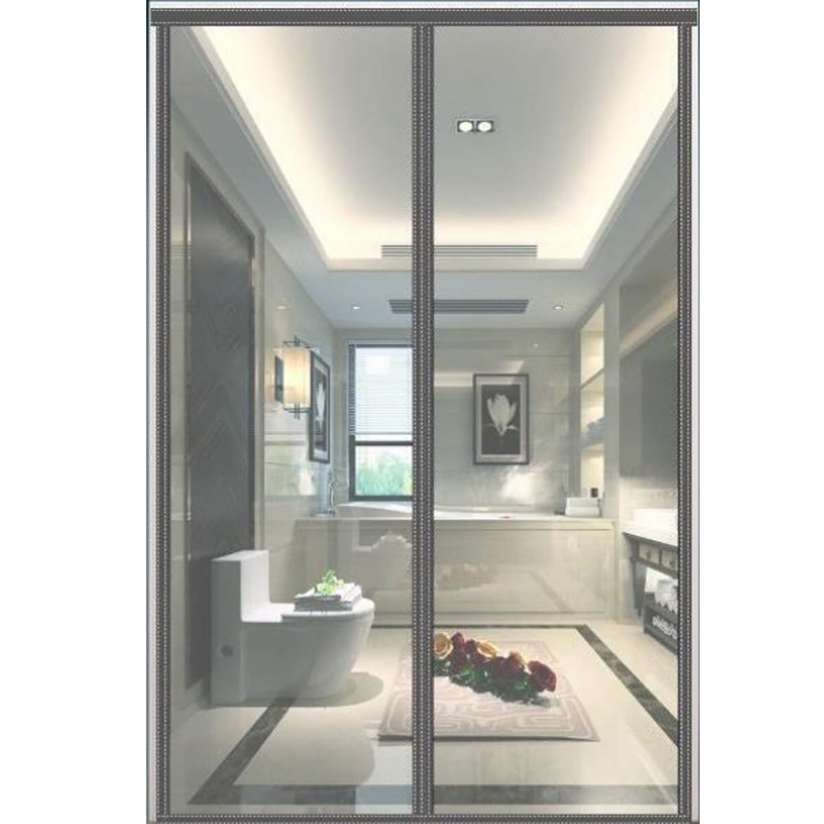 Transparent Insulated Door Curtain, Magnetic Thermal Insulated Door Curtain, Self-Sealing PVC Weatherproof Winter Warm Curtain,Magnet Patio Door Cover for Patio Balcony(130x220cm)