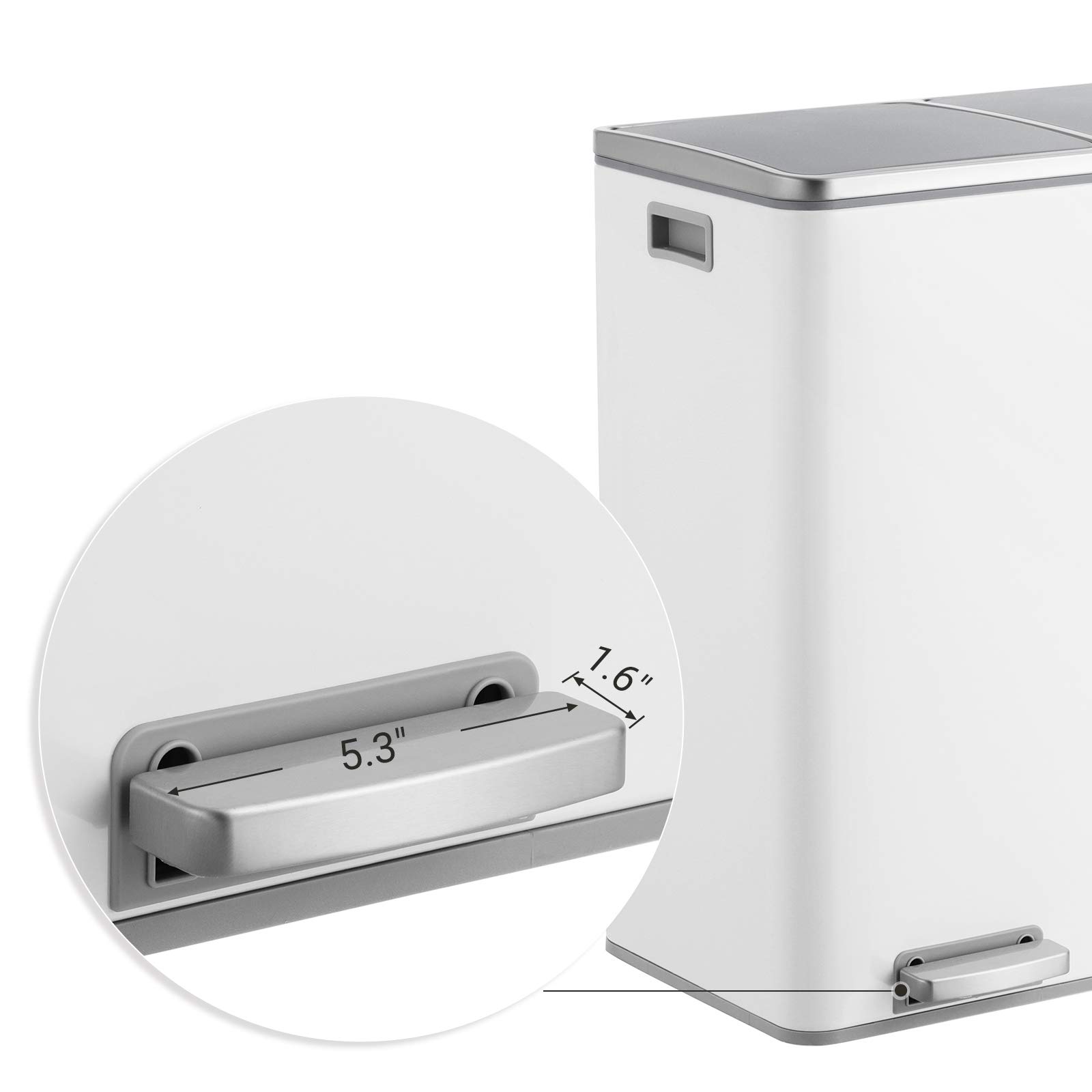 SONGMICS Dual Trash Can, 16 Gal (60L) Rubbish Bin and 15 Trash Bags