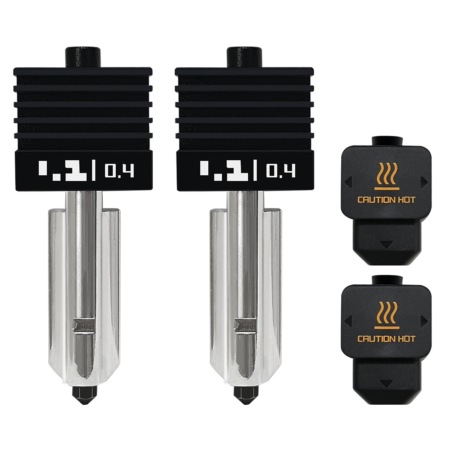 2PCS ugello hotend temprato da 0,4 mm per P2S/H2S/H2D/A1/A1 Mini ugello hotend estrusore con 2PCS di manicotto in silicone, testina di stampa di ricambio per stampante 3D Bambu