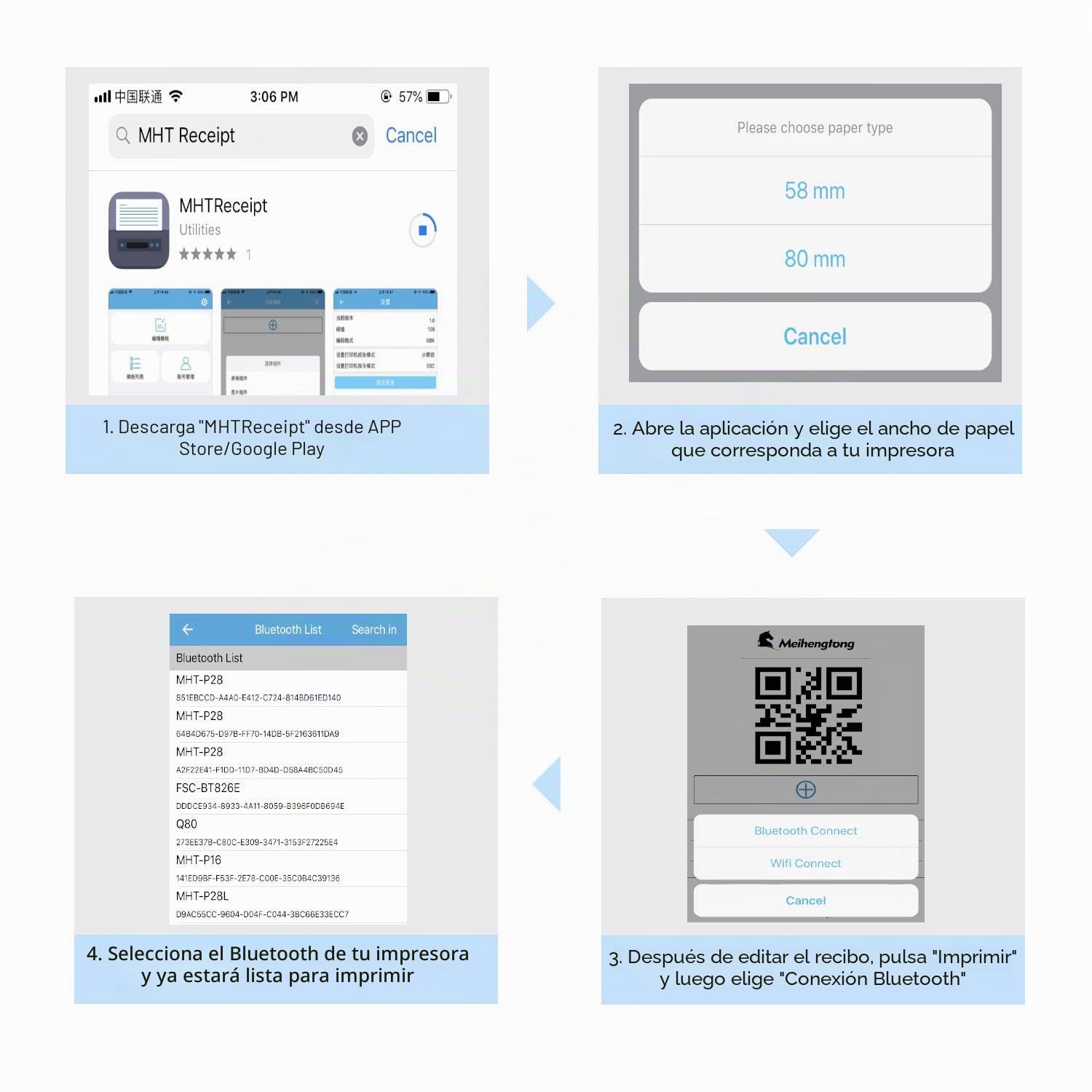 80 mm Impresora térmica Bluetooth recibo IOS Android POS USB Recibo Bill billete Máquina impresora MHT-P8001 solo se puede imprimir en inglés, no se puede imprimir en español