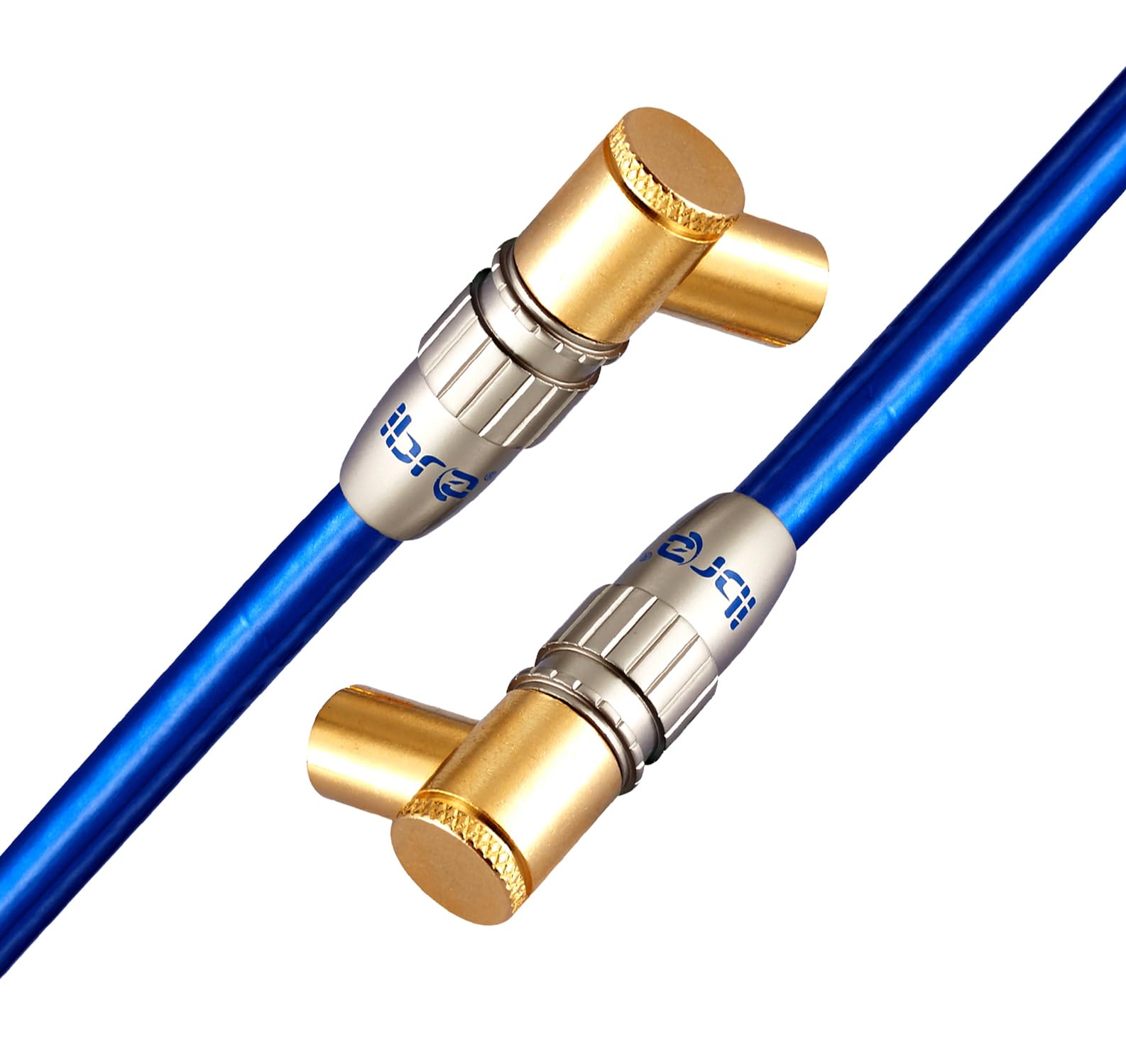 G-PLUG 5m Cavo Antenna TV Coassiale Angolo Retto con Adattatore Femmina-Femmina - IEC RF Maschio-Maschio - Connettori Placcati Oro - Per TV/Decoder, DVB-T/T2, Radio FM/DAB