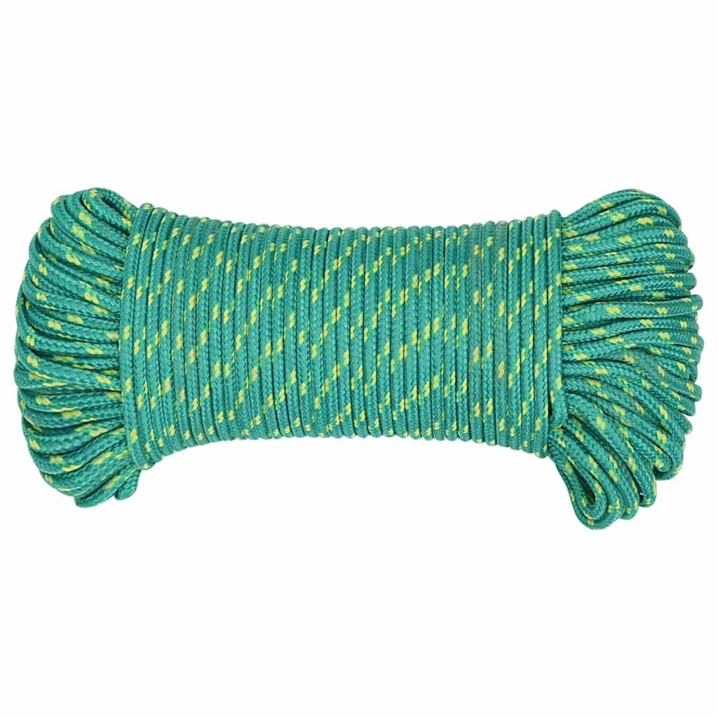 Cuerda de polipropileno verde de 4 mm 500 m para velero, barco, yate para atar, resistente a la intemperie, fácil de atar y manejar
