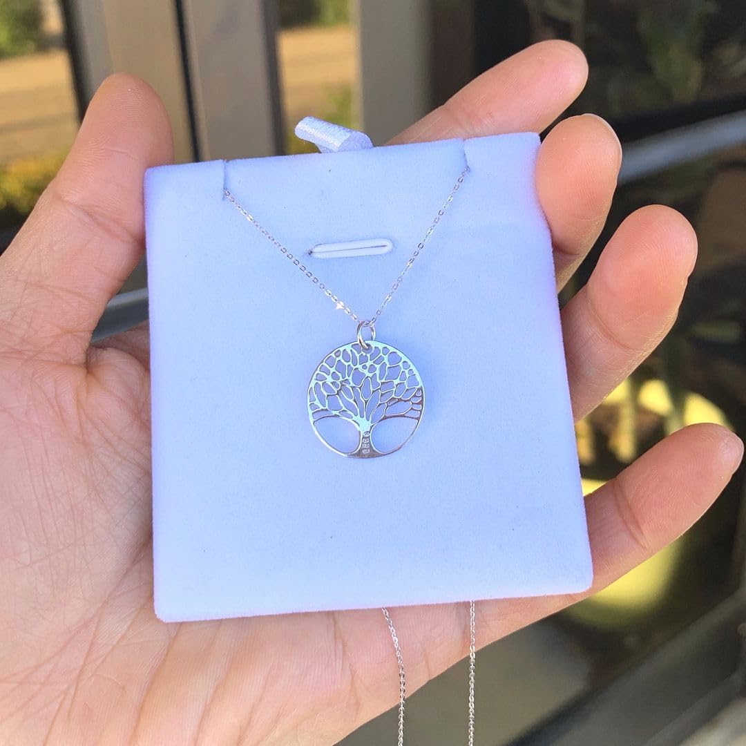 Forever Love 1pc Real 925 Sterling Silver Tree of Life Disk Drop Pendant Necklace 18 inch Immortality Growth Strength Jewelry Women Gift SNK18-1S