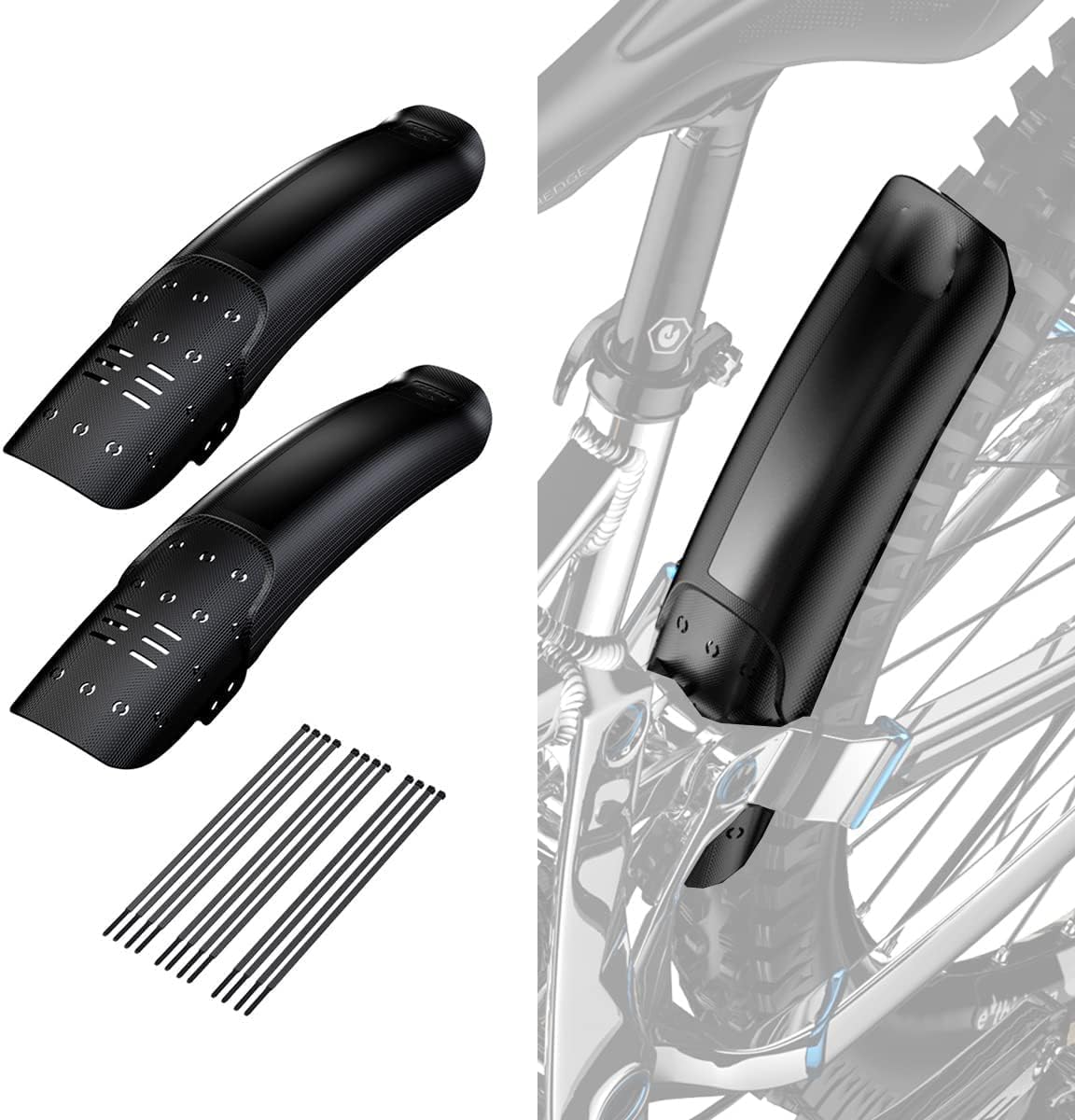 Bike Fender, 2 PCS Universal Mountain Bike Fender, Bike Mudguard Set, Adjustable Bicycle Fenders, Universal Full Cover Thicken Widen, MTB Bicycle Fenders Rear + Front Mountain Bike Mud Guard Set