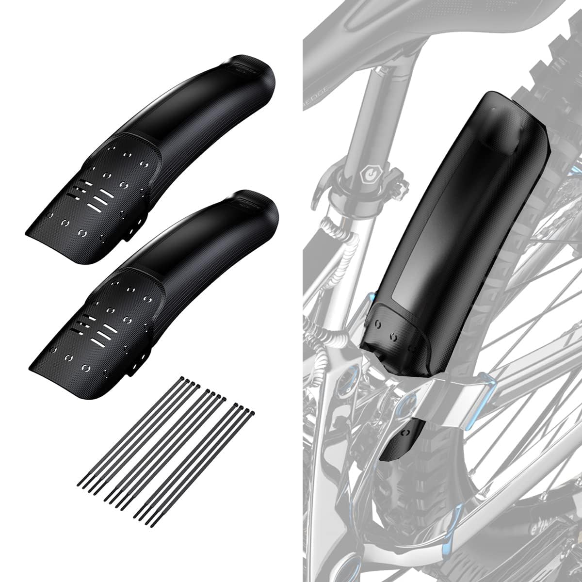 Bike Fender, 2 PCS Universal Mountain Bike Fender, Bike Mudguard Set, Adjustable Bicycle Fenders, Universal Full Cover Thicken Widen, MTB Bicycle Fenders Rear + Front Mountain Bike Mud Guard Set