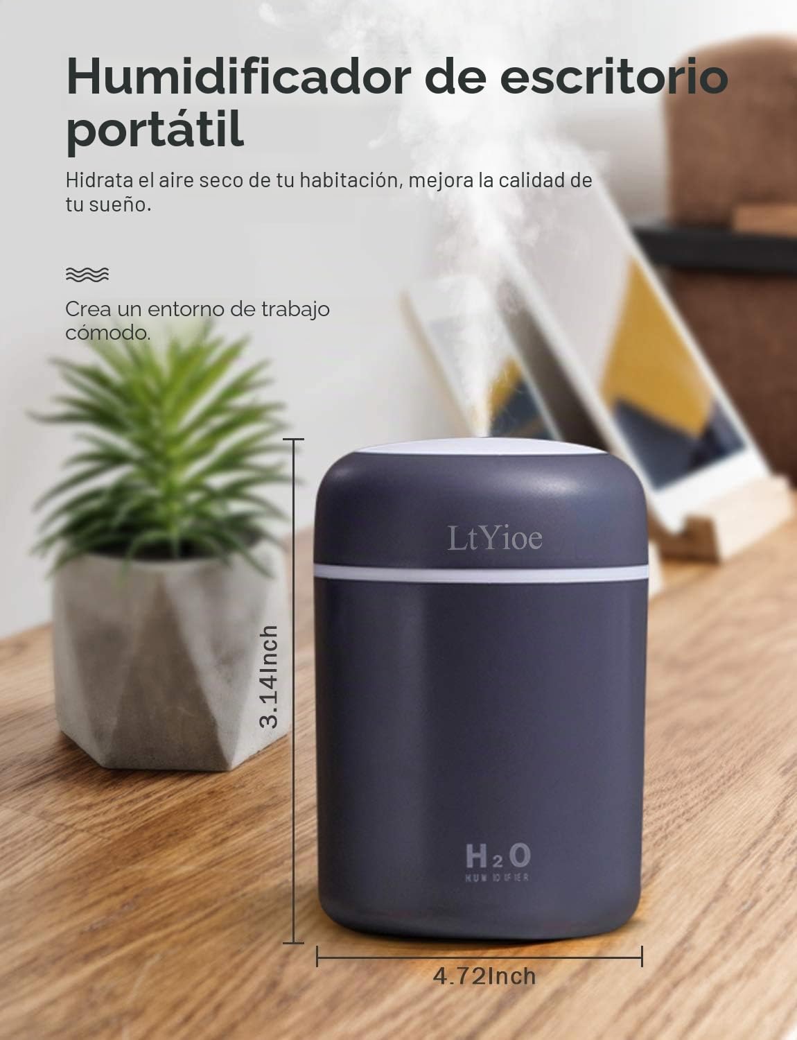 LtYioe Humidificador para Bebés Ultrasónico 2 Modos Silencioso USB con Luz Nocturna y Apagado Automático Azul Marino