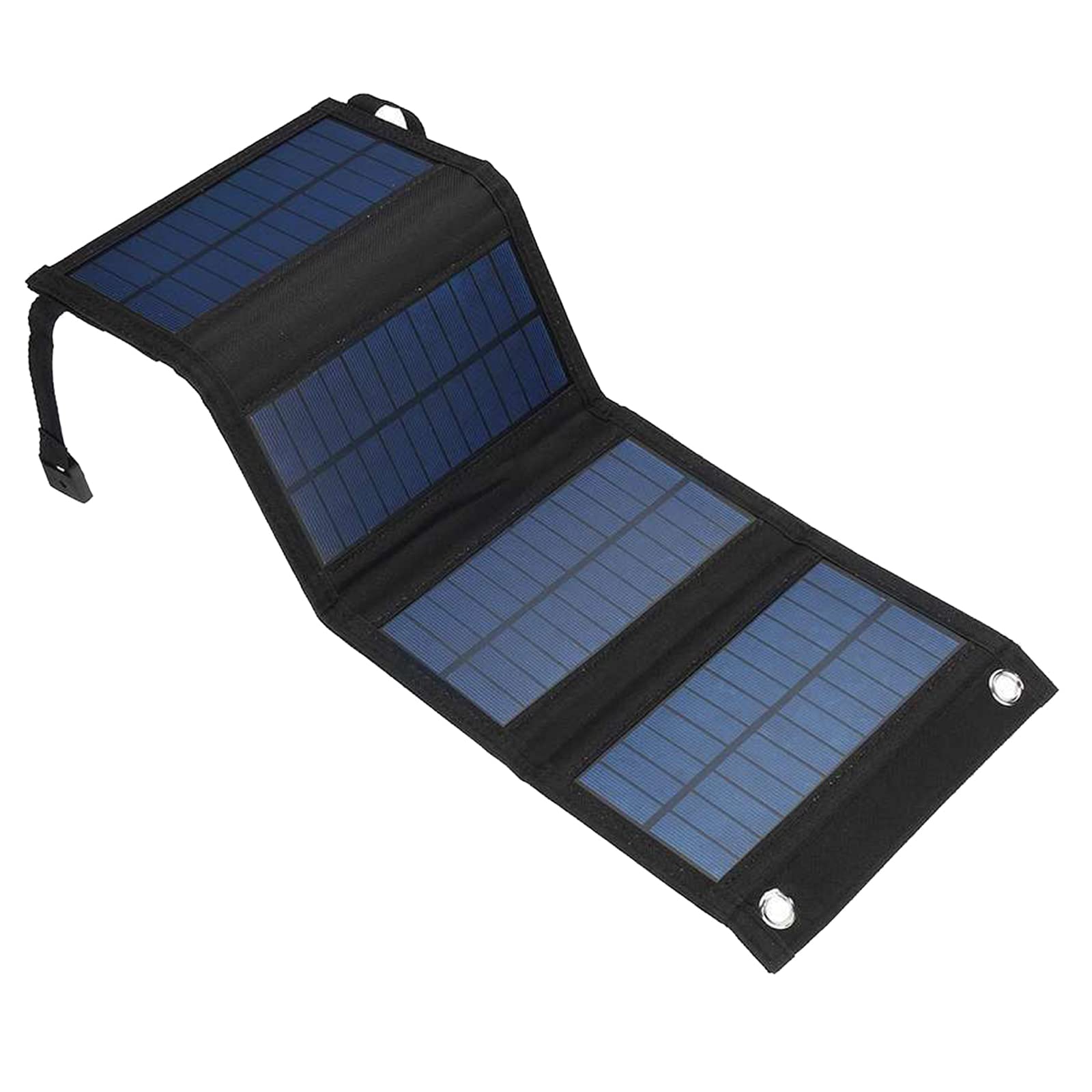 Caricabatterie Solare Esterno, Caricabatterie Solare 20W, Borsa Pieghevole Solare 4 ad Alto Tasso di Conversione con Uscita USB Caricatore da Viaggio Pieghevole Impermeabile da Campeggio,Nero,1pz