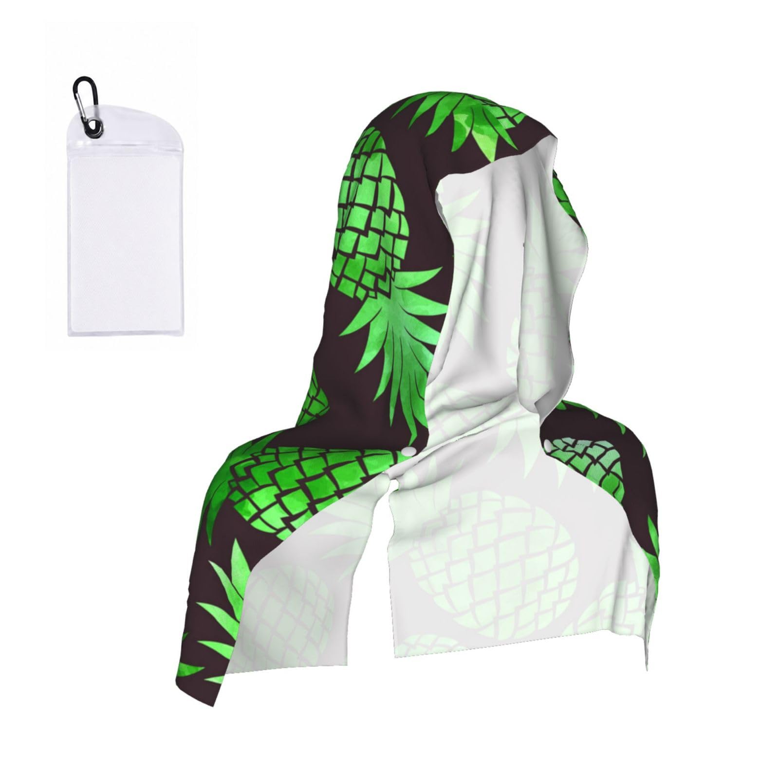EZDLOWVBA Pineapple Art Print 2 Pack Cooling Hoodie Towels,Sports Headscarf, Neck Wrap Scarf,Breathable Cooling Towel For Neck And Face, Travel, Swimming, Training