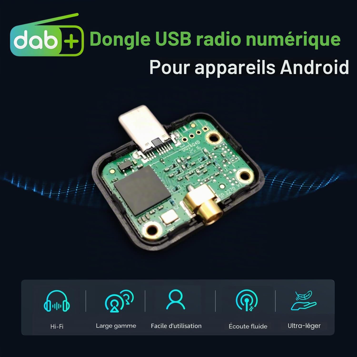 Dab+/Dab Radio Numérique USB Tuner Adaptateur pour Android Téléphone & Tablet Pad - Récepteur Numérique Broadcast Bâton avec Antenne pour Portable Et Maison Tuner