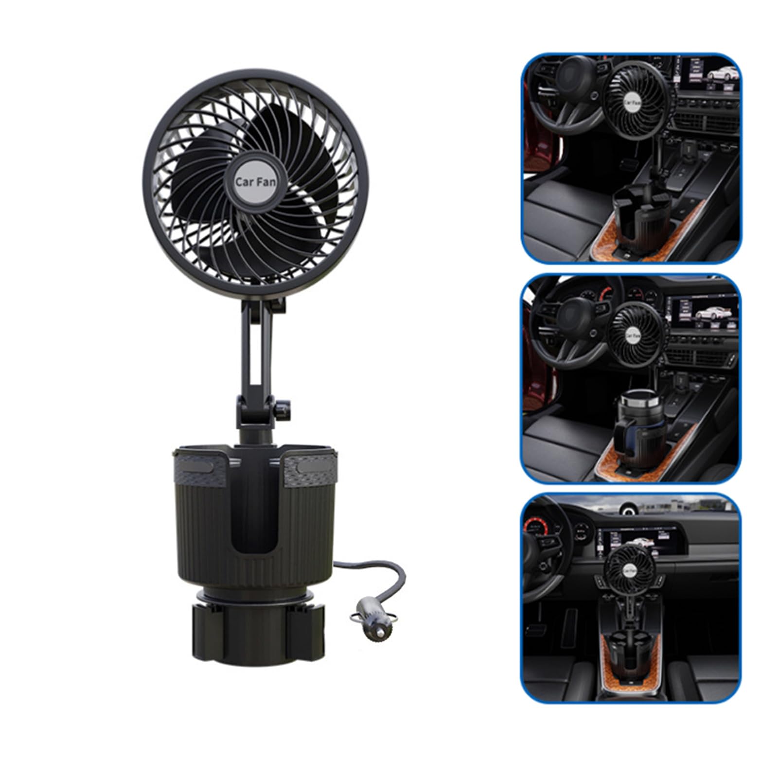 GRABLOOM 4Universal for SUV Truck Boats Car Large Wind Fan Air Cooling Adjustable Cup Holder Fan Coolers Air Fan Accessory Laptop Fan
