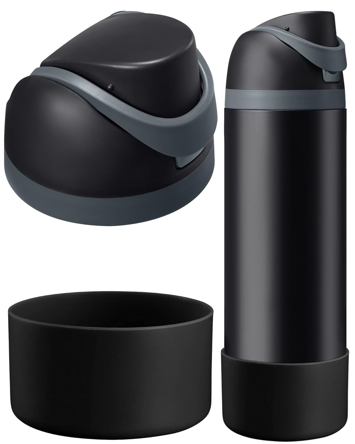 CHEMLLC Replacement Lid for Owala Freesip, Compatible with Owala Cup 24oz, 32oz, 40oz, Silicone Water Bottle Boot (Black, 24 oz)