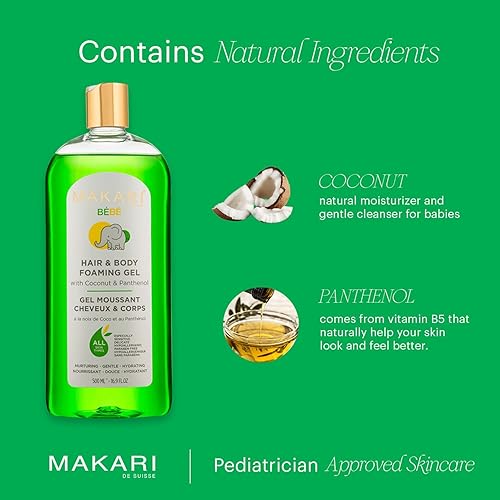 Miniatura 4 de MAKARI Set de cuidado para bebés Bebe Cleansing Milk (33.8 fl oz), aceite para bebés y gel espumoso para cabello y cuerpo, suave, nutritivo,