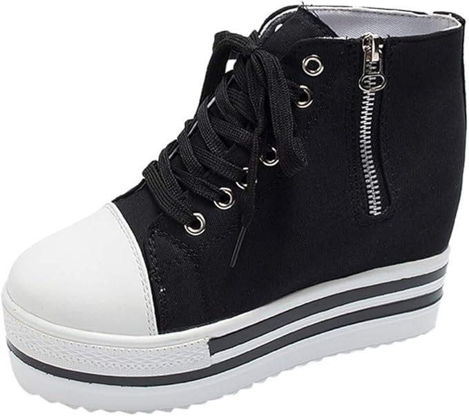 Women's Fashion Side Zipper Canvas Shoes Casual Sport Lace