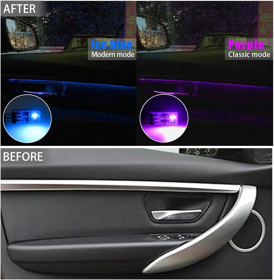 NJSBYL 4PCS Interior Door Handle Ambient Light for B-MW M4 X1 3 4 5 Series Sedan Convertible Coupe F10 F30 F31 F32 F33 F34 F36 F48 F82 F83 LED Purple-Blue Circuit Board Replacements